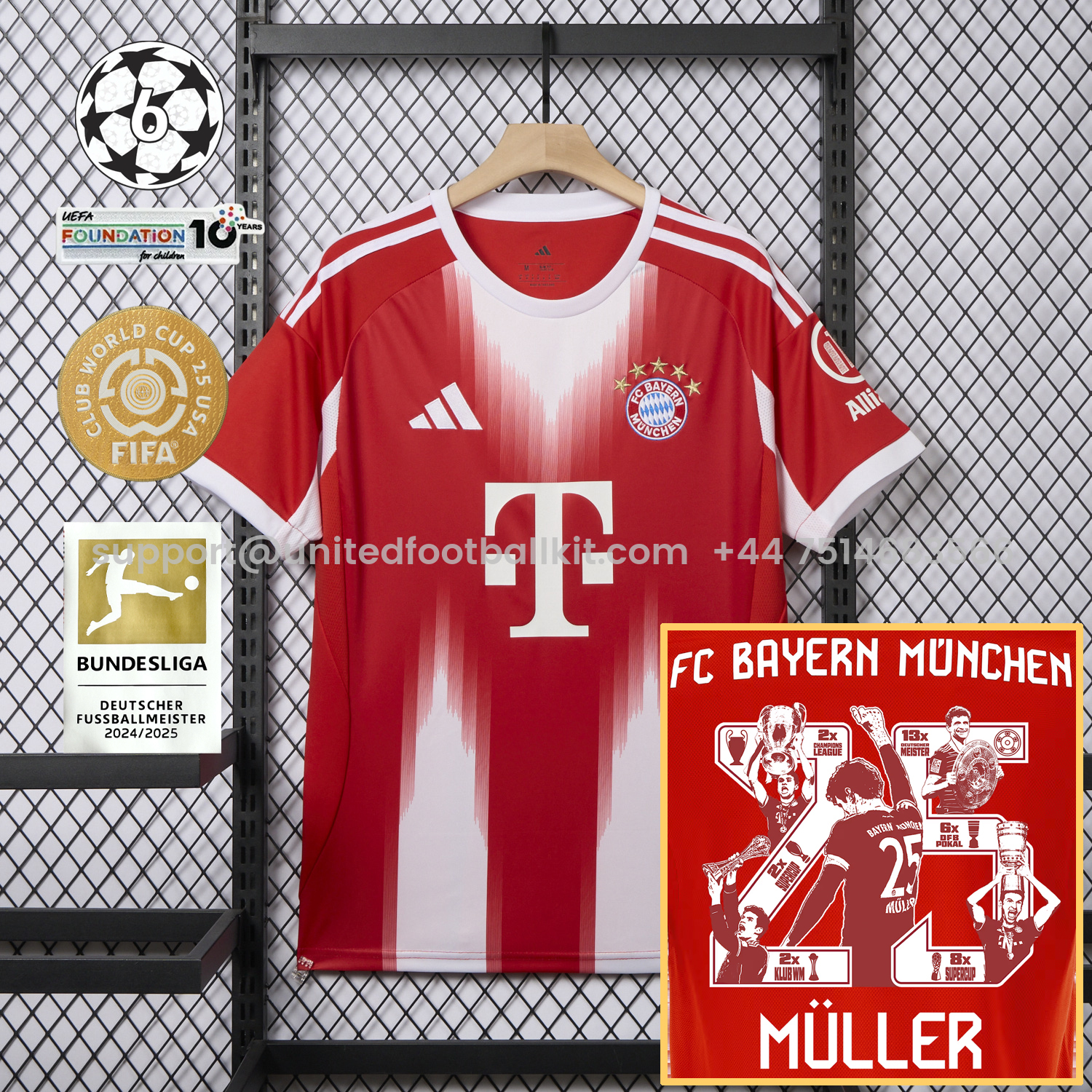 Unitedfootballkit.com | Bayern Munich 25-26 Home Müller Limited Edition Jersey - Fans Version -Customize Name, Number and Patch | Worldwide Shipping