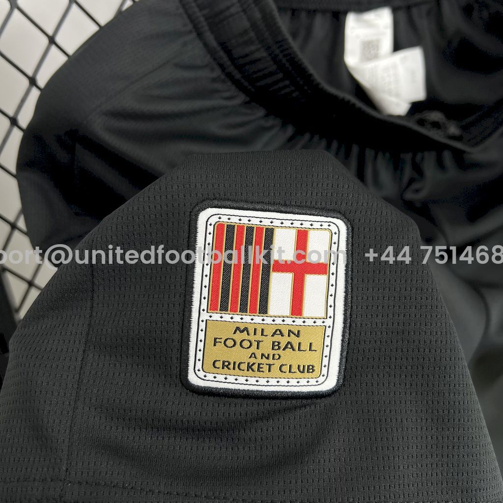 Unitedfootballkit.com | AC Milan 24-25 125th Anniversary Black GK Shorts - Fans Version -Customize Name, Number and Patch | Worldwide Shipping
