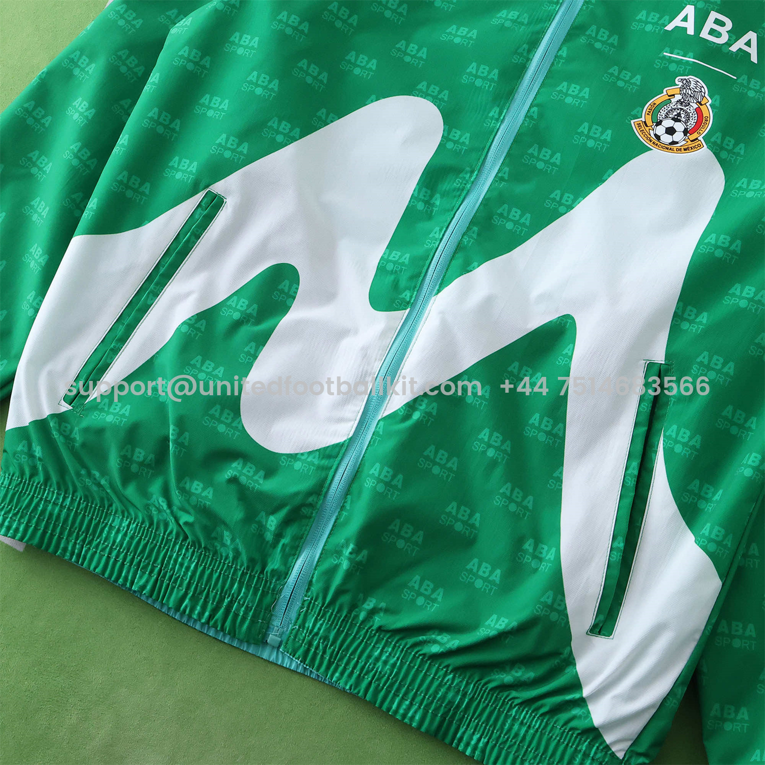 Unitedfootballkit.com | Retro Mexico 1995 Retro Style Double Sided Reversible Windbreaker - Green & Blue -Customize Name, Number and Patch | Worldwide Shipping