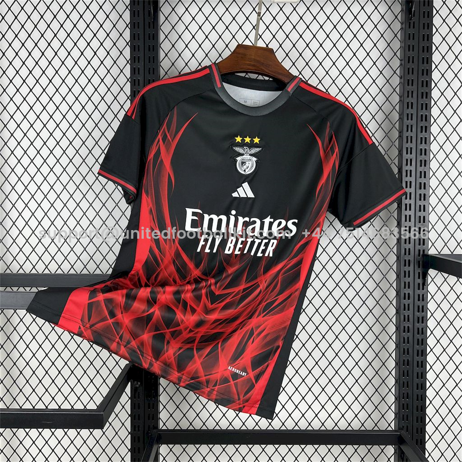 Unitedfootballkit.com | Benfica 24-25 Black and Red Fire Special Edition Jersey - Fans Version -Customize Name, Number and Patch | Worldwide Shipping