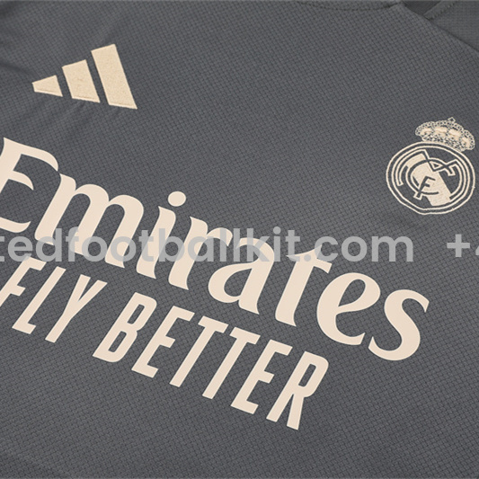Unitedfootballkit.com | Real Madrid 24-25 Kids Short-Sleeve Training Set - Deep Grey -Customize Name, Number and Patch | Worldwide Shipping