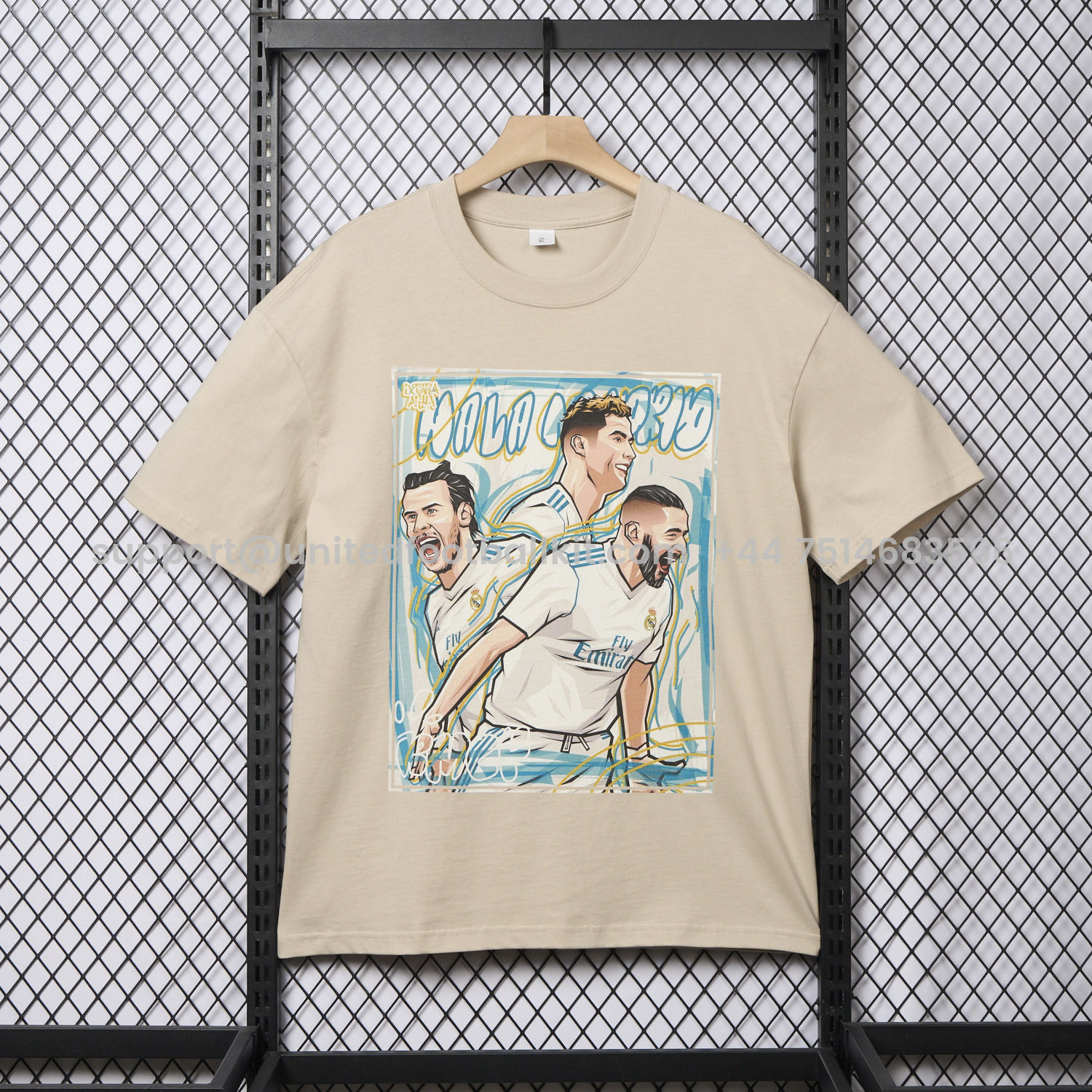 Unitedfootballkit.com | Real Madrid BBC Benzema Bale Cristiano Ronaldo Unisex Pure Cotton T-shirt -Customize Name, Number and Patch | Worldwide Shipping
