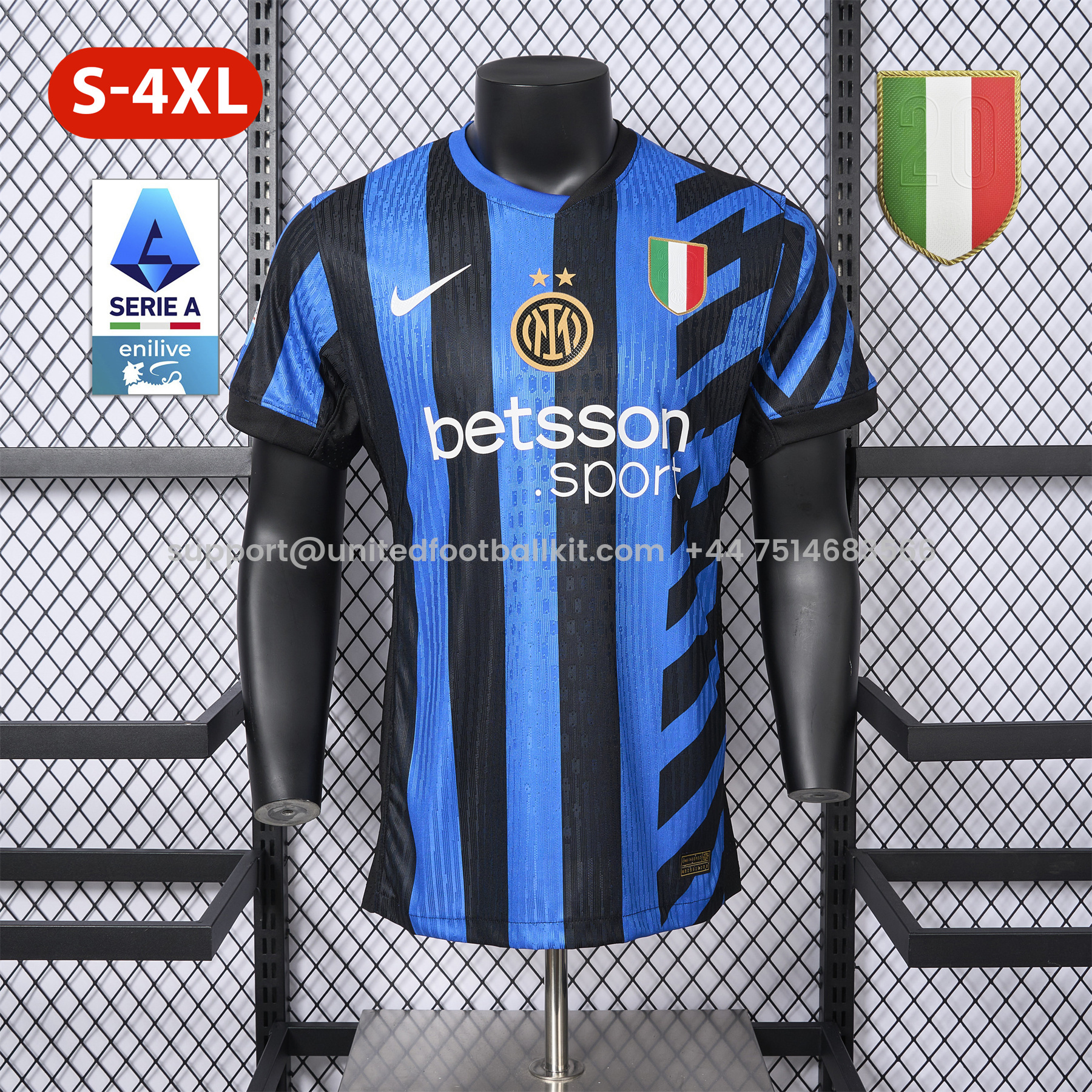 Unitedfootballkit.com | Inter Milan 24-25 Home Stadium Jersey - Player Version -Customize Name, Number and Patch | Worldwide Shipping