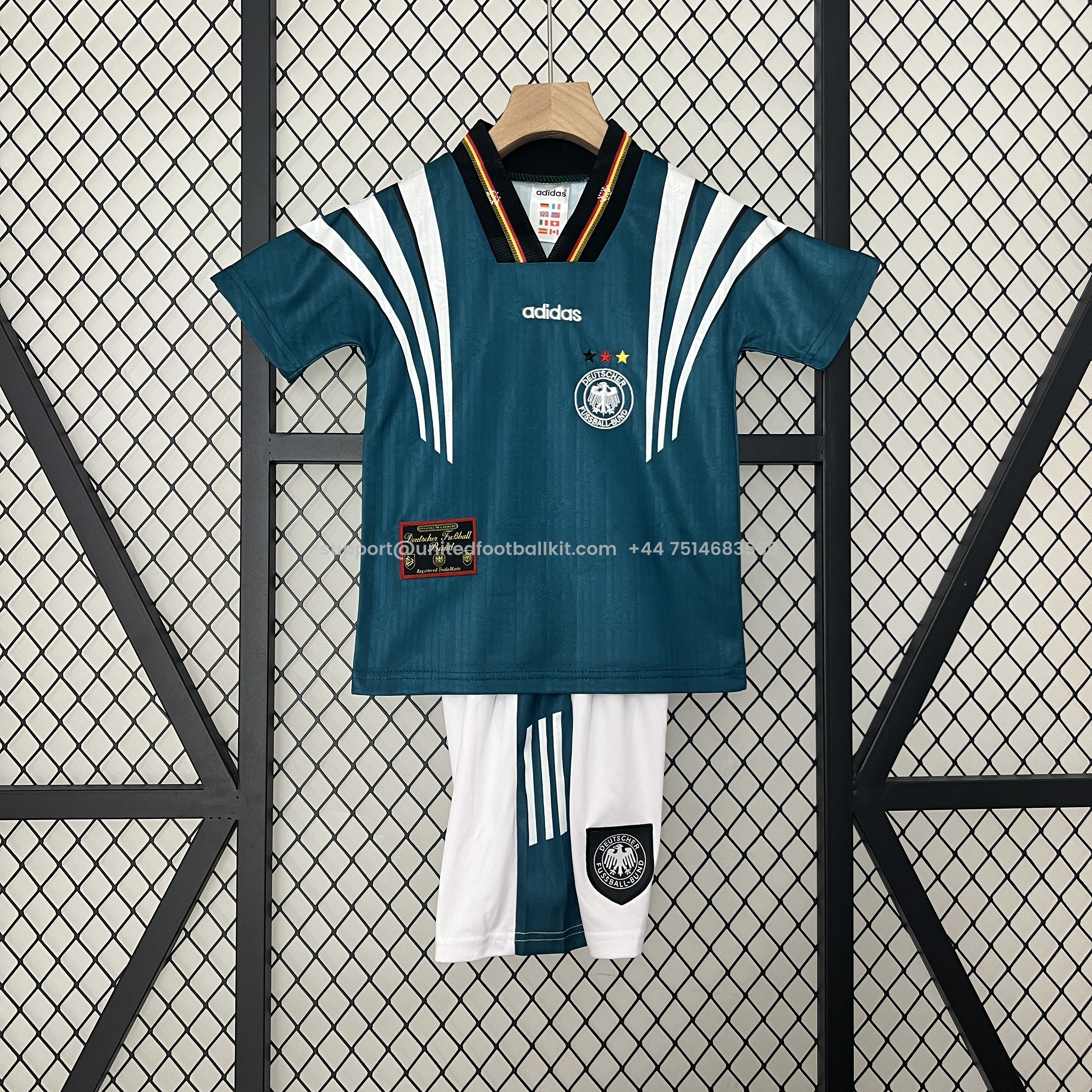 Unitedfootballkit.com | Retro Germany 1996 Away Stadium Kids Kit -Customize Name, Number and Patch | Worldwide Shipping