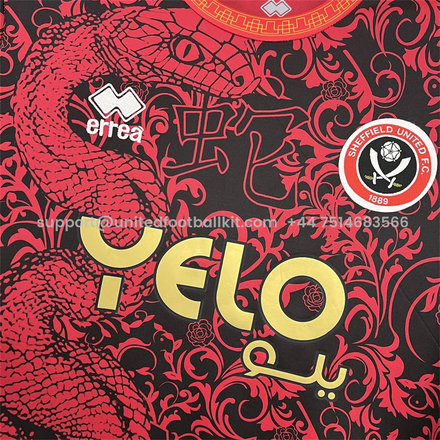 Unitedfootballkit.com | Sheffield United 24-25 Pre-Match Chinese New Year Jersey - Fans Version -Customize Name, Number and Patch | Worldwide Shipping
