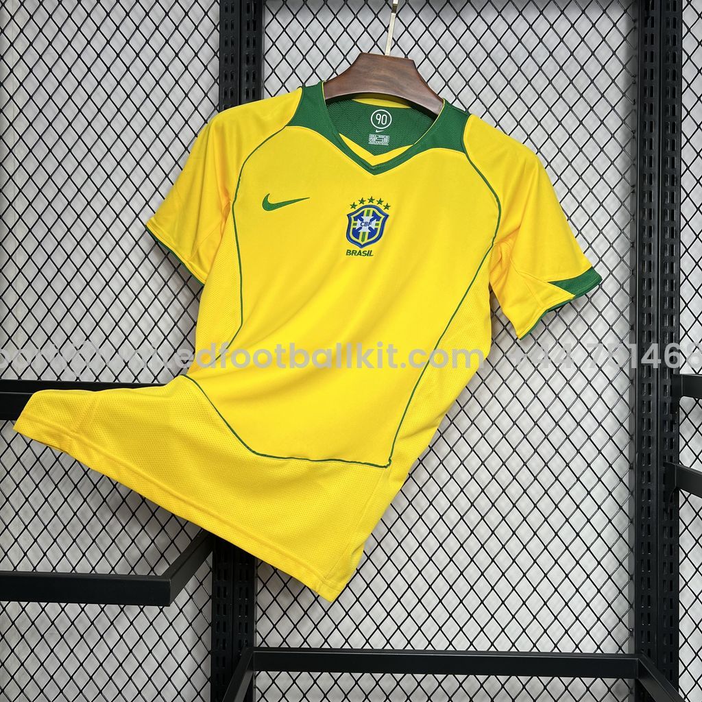 Unitedfootballkit.com | Retro Brazil 2004 Home Jersey -Customize Name, Number and Patch | Worldwide Shipping