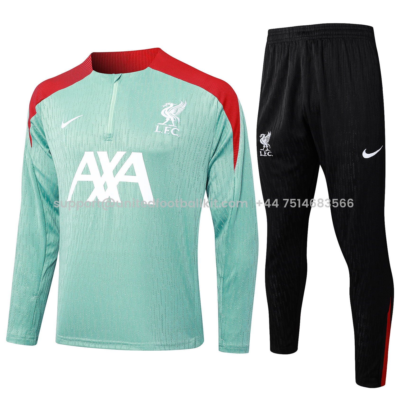 Unitedfootballkit.com | Liver.pool 24-25 Long Sleeve Training Set - Player Version - Green Top and Black Pants -Customize Name, Number and Patch | Worldwide Shipping