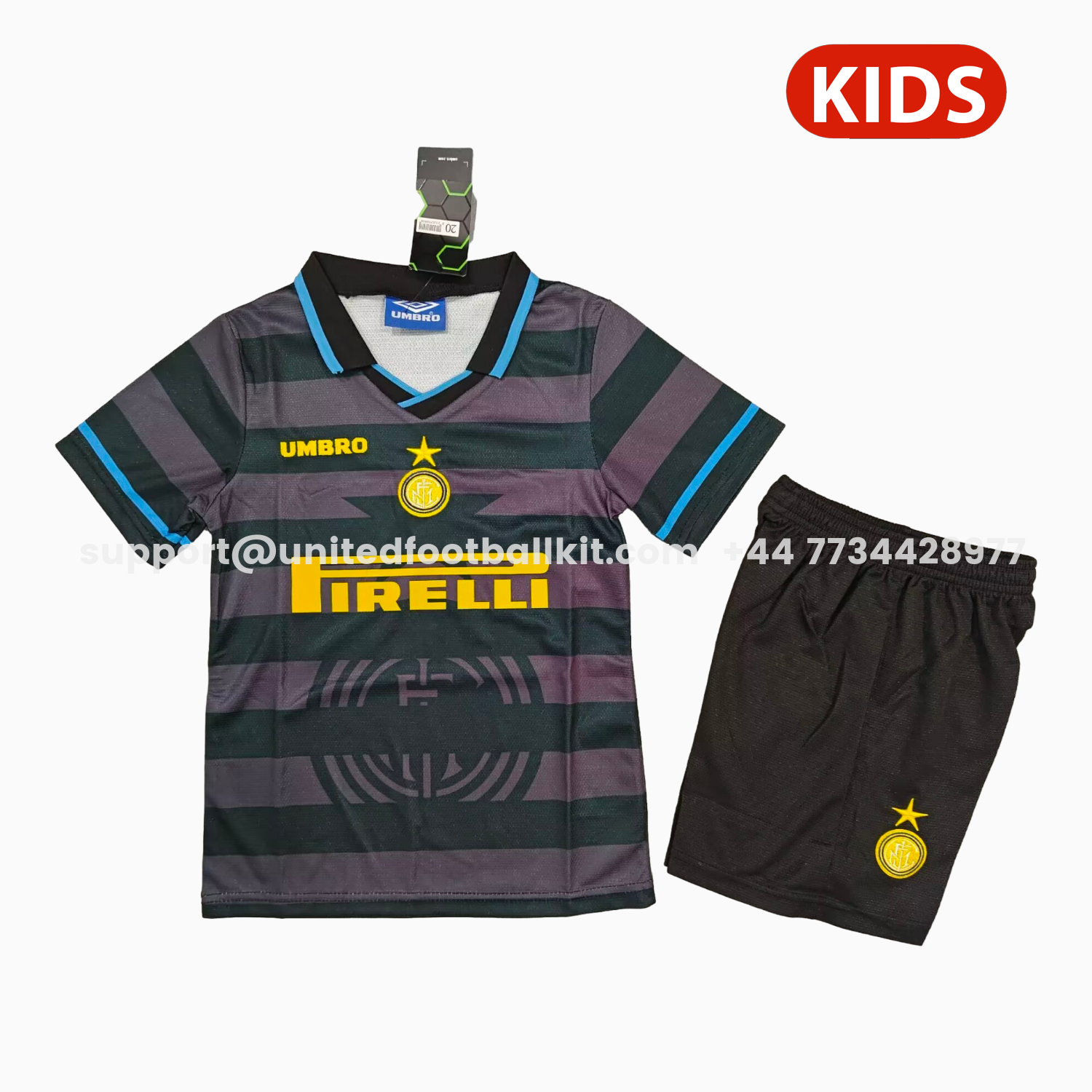 Unitedfootballkit.com | Retro Inter Milan 1997-98 Third Kids Kit -Customize Name, Number and Patch | Worldwide Shipping