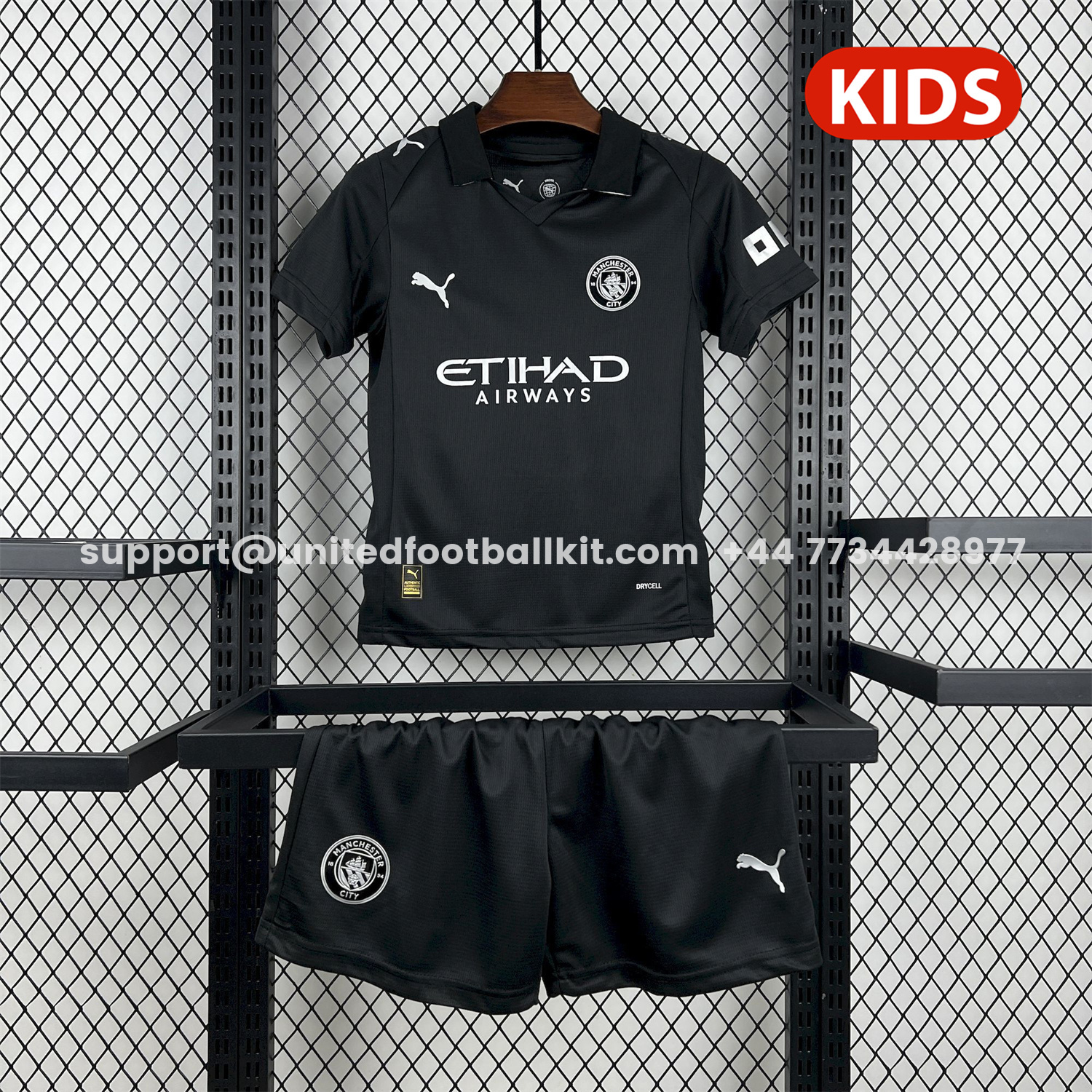 Unitedfootballkit.com | Manchester City 25-26 Away Black Kids Kit -Customize Name, Number and Patch | Worldwide Shipping