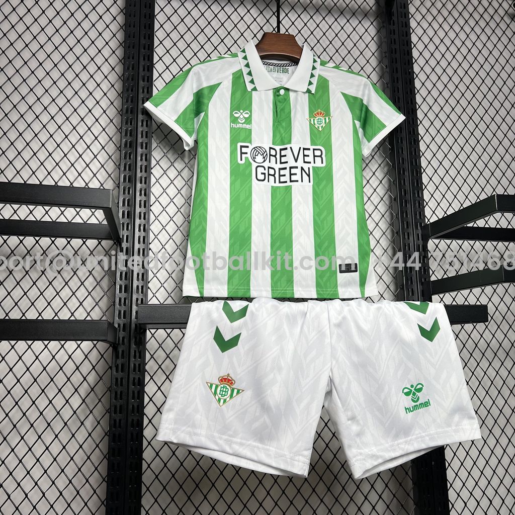 Unitedfootballkit.com | Real Betis 24-25 Home Stadium Kids Kit -Customize Name, Number and Patch | Worldwide Shipping