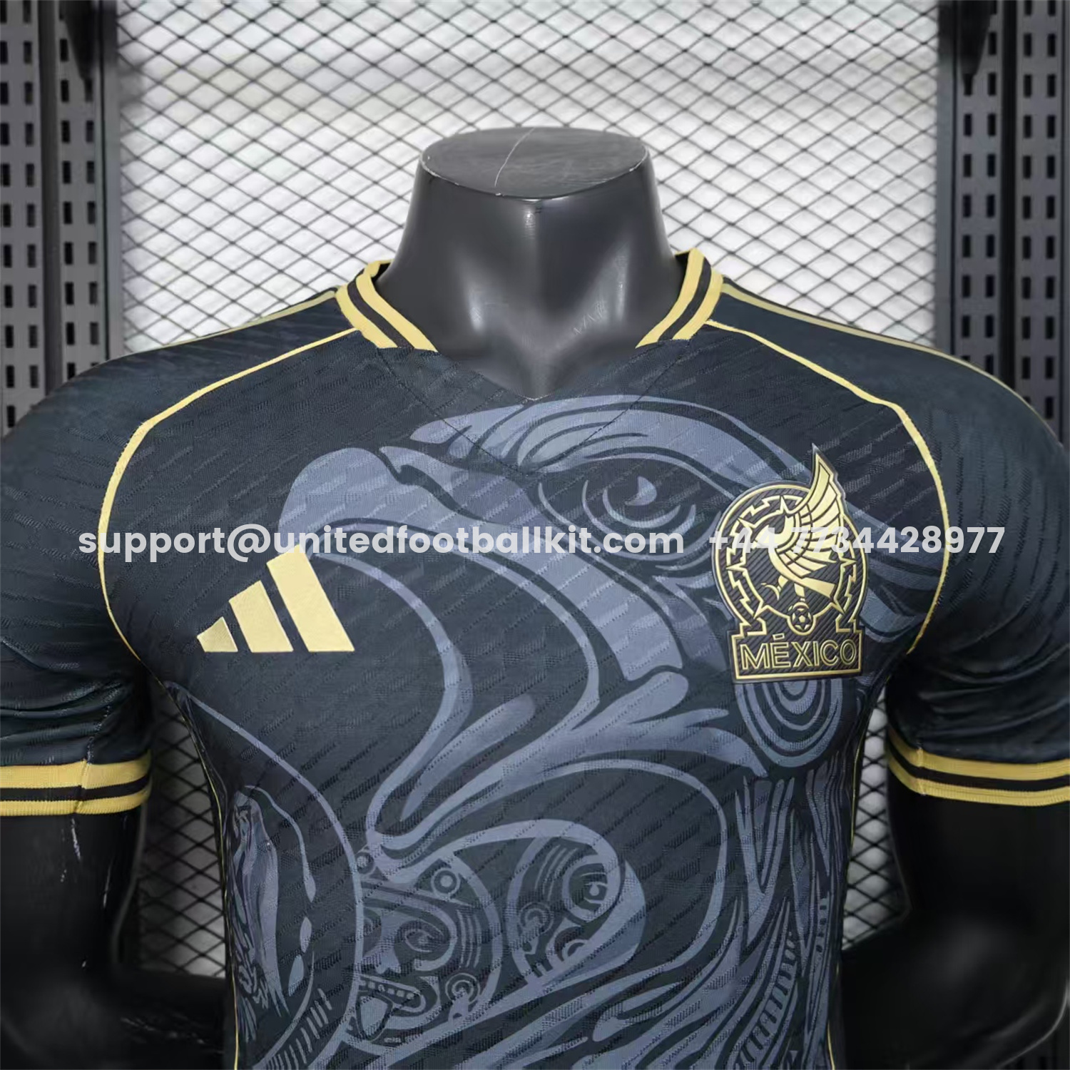 Unitedfootballkit.com | Mexico 25-26 Grey Eagle Sketch Black Gold Special Jersey - Player Version -Customize Name, Number and Patch | Worldwide Shipping