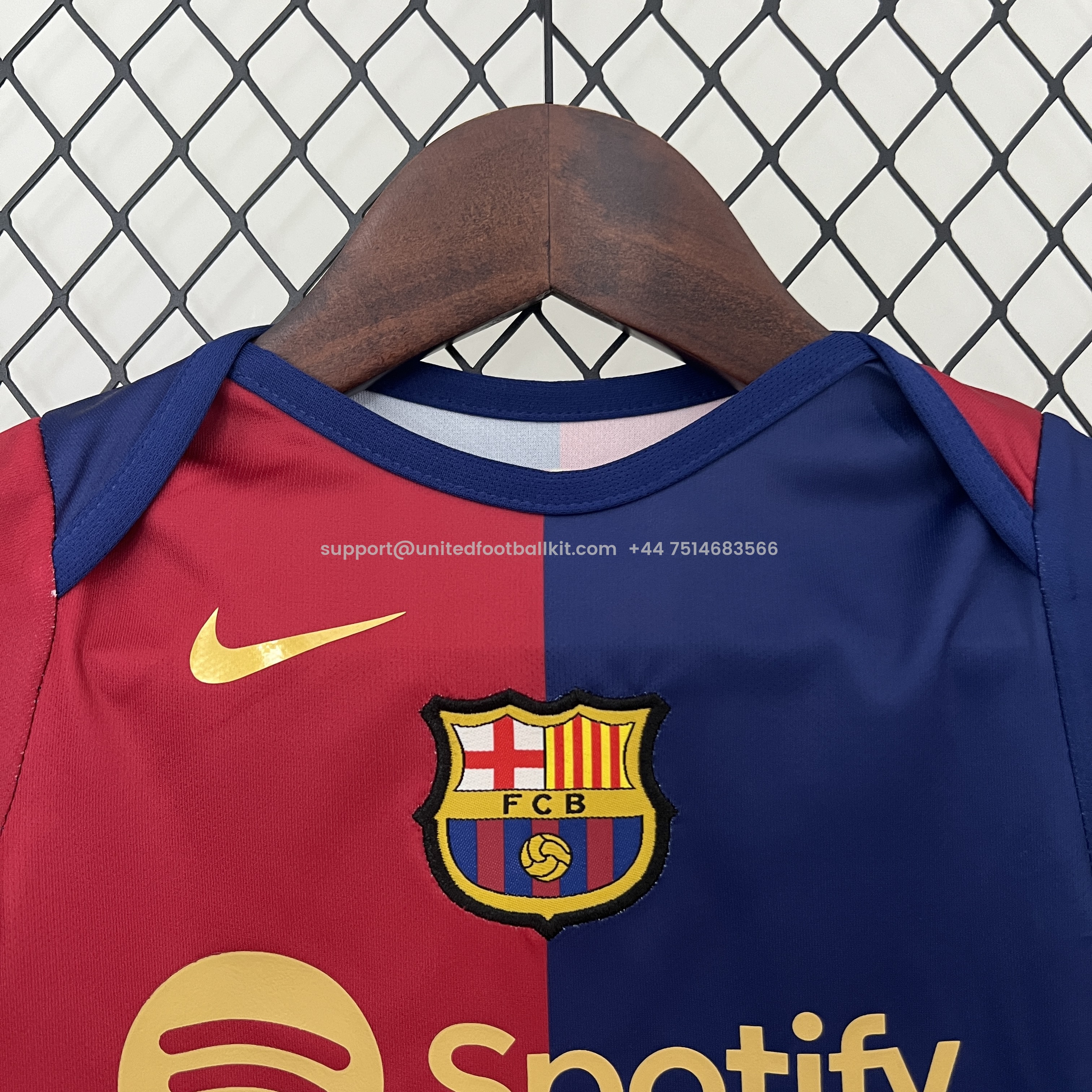 Unitedfootballkit.com | Barcelona 24-25 Home Baby Crawling Suit -Customize Name, Number and Patch | Worldwide Shipping
