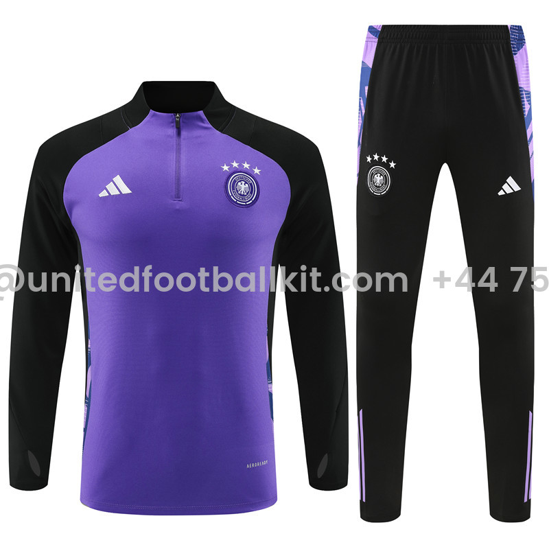 Unitedfootballkit.com | Germany 2024 Long Sleeve Training Set - Purple With Black -Customize Name, Number and Patch | Worldwide Shipping