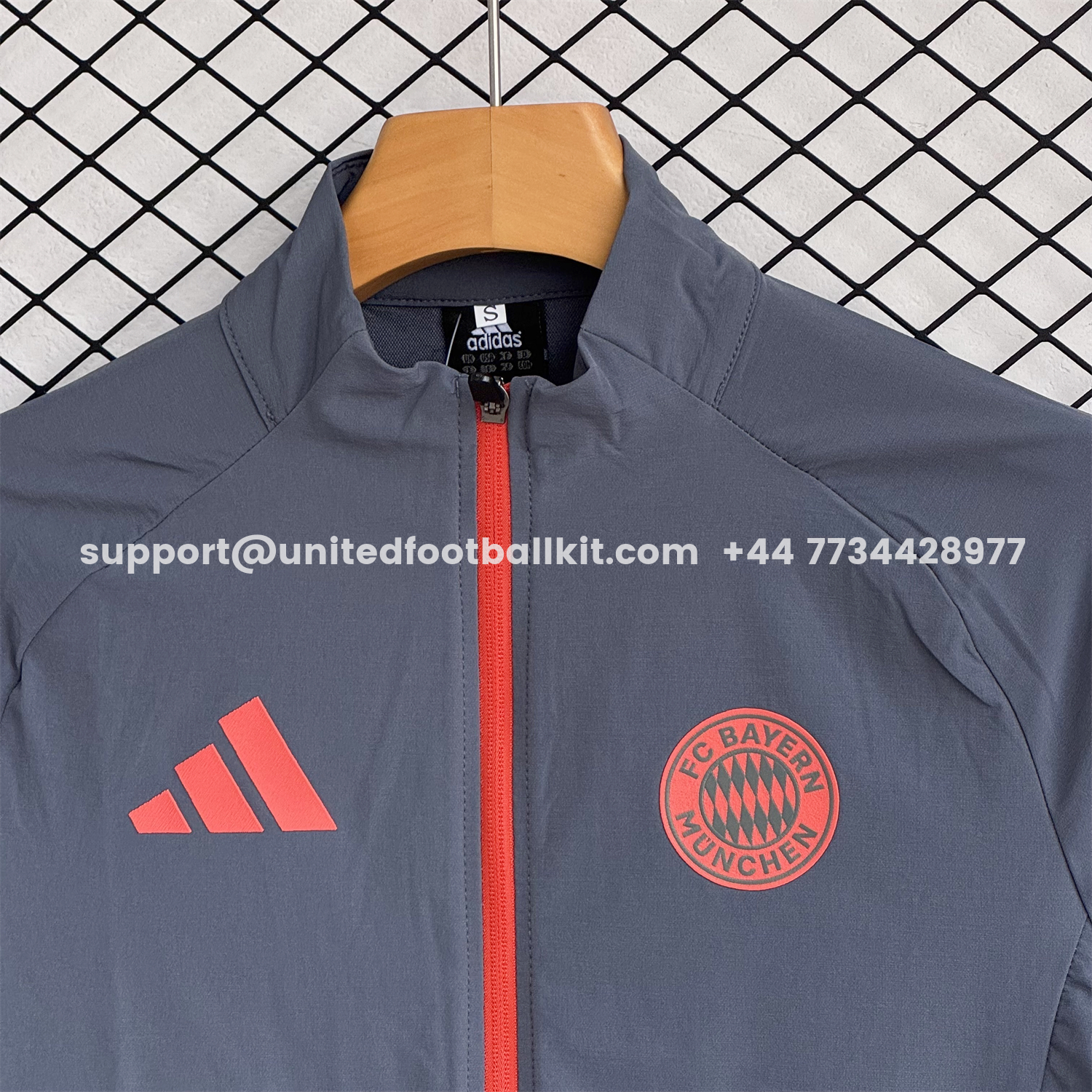 Unitedfootballkit.com | Bayern Munich 25-26 Windbreaker Training Set - Grey Top and Pants -Customize Name, Number and Patch | Worldwide Shipping