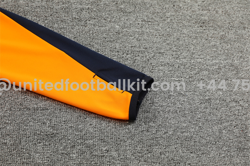 Unitedfootballkit.com | Real Madrid 24-25 Long Sleeve Training Set - Blue & Orange -Customize Name, Number and Patch | Worldwide Shipping