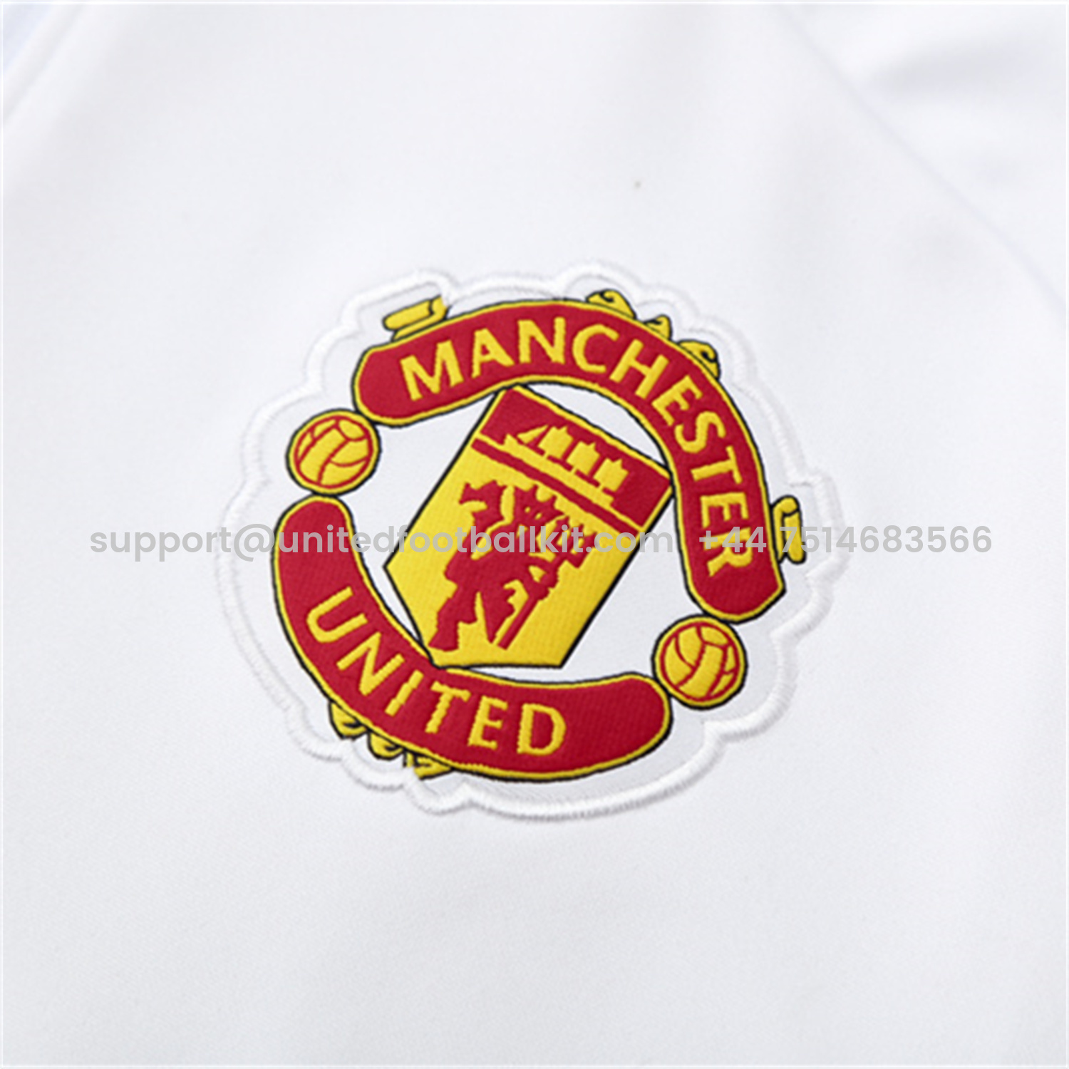 Unitedfootballkit.com | Manchester United 25-26 Kid Long Sleeves Training Set - White Top & Black Pants -Customize Name, Number and Patch | Worldwide Shipping