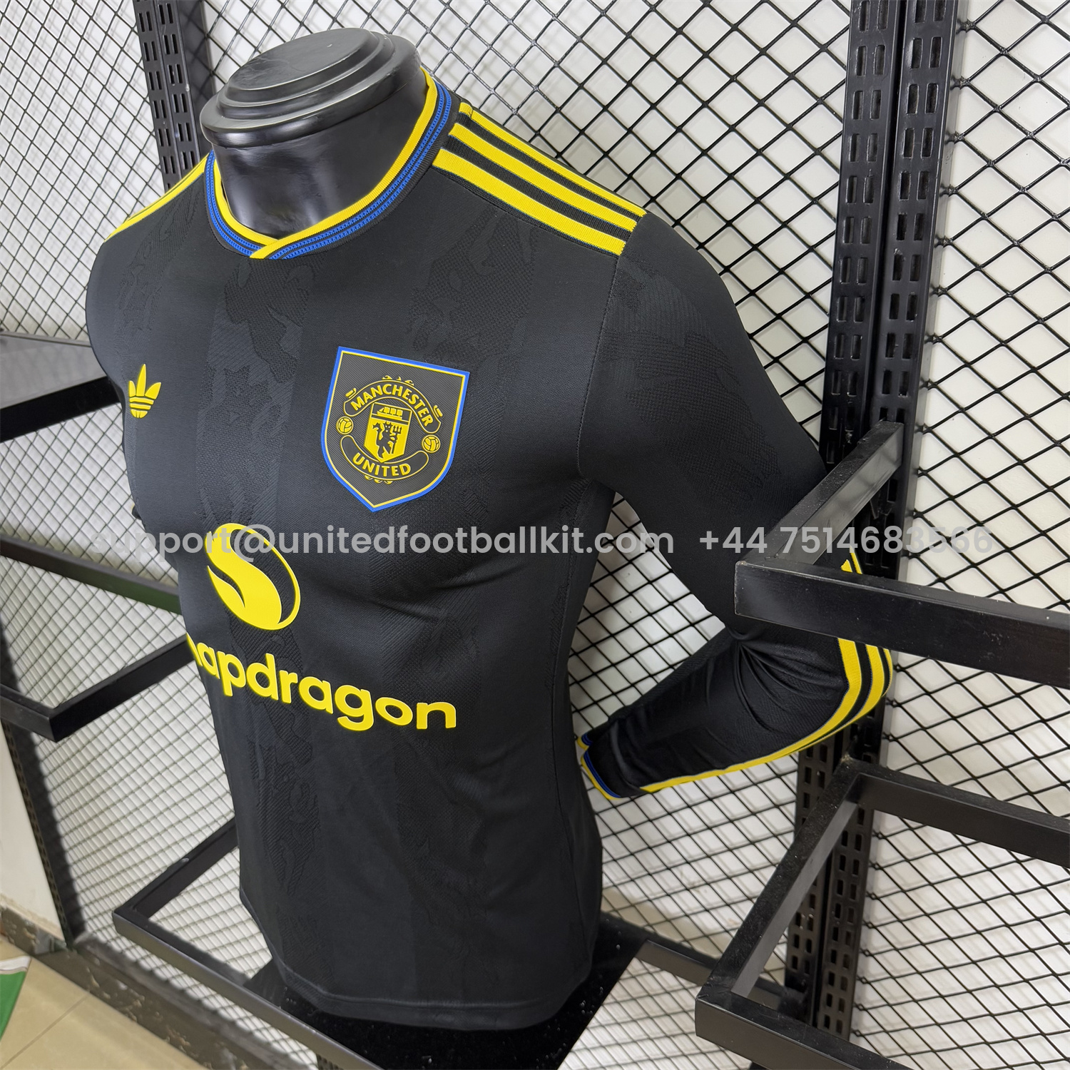 Unitedfootballkit.com | Manchester United 25-26 Third Black Long Sleeves Jersey - Player Version -Customize Name, Number and Patch | Worldwide Shipping
