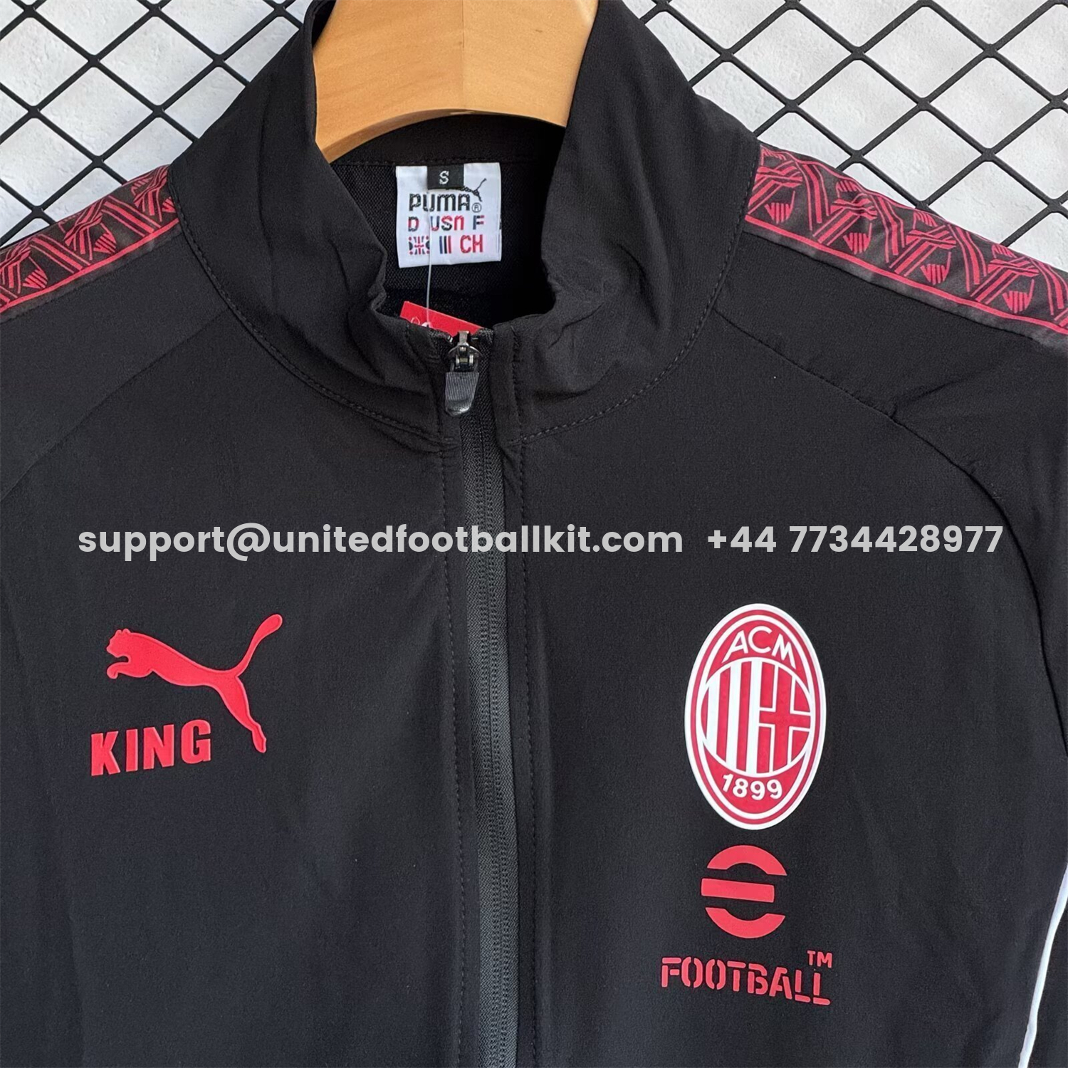 Unitedfootballkit.com | AC Milan 25-26 Windbreaker Training Set - Red Black Top and Pants -Customize Name, Number and Patch | Worldwide Shipping