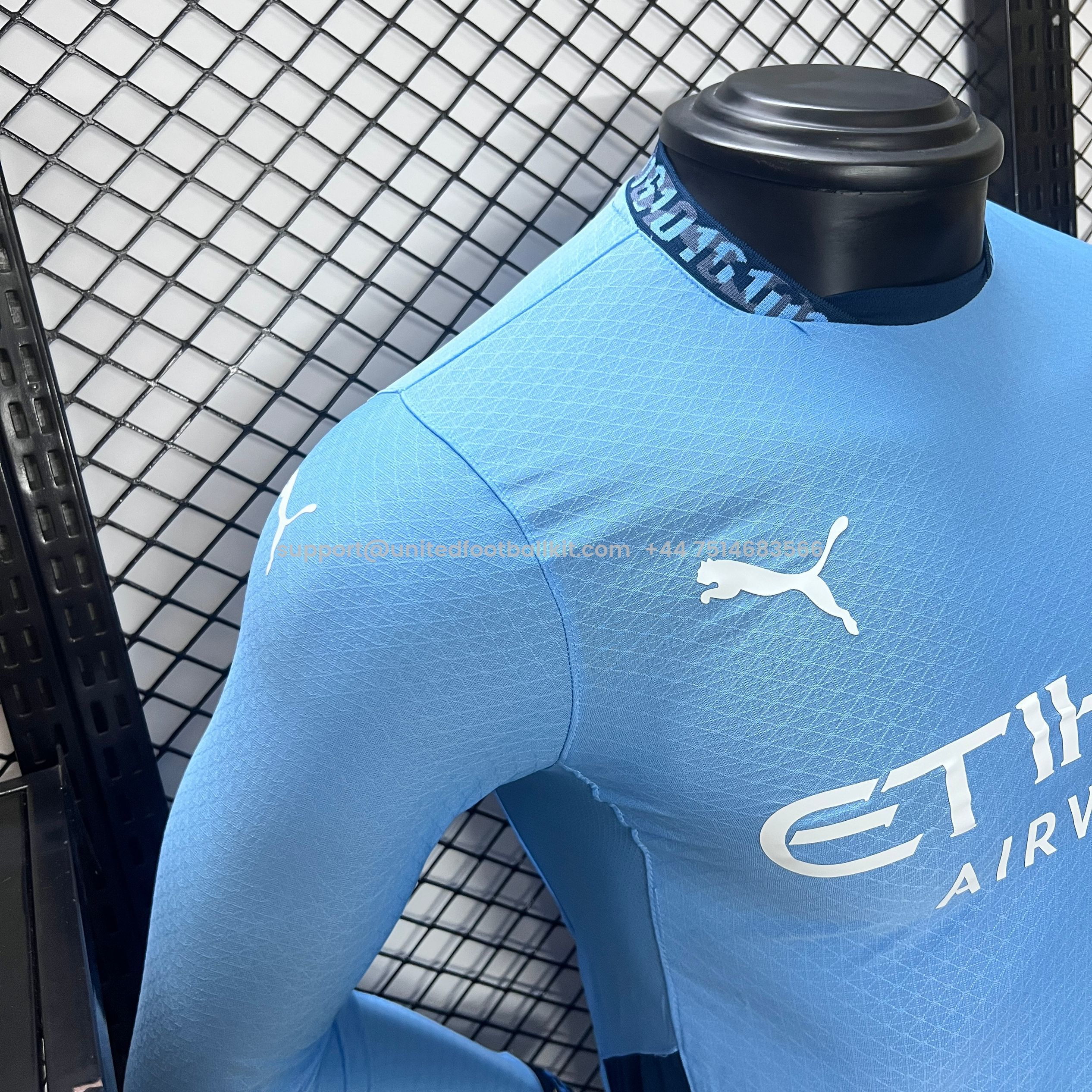 Unitedfootballkit.com | Manchester City 24-25 Home Long Sleeve Jersey - Player Version -Customize Name, Number and Patch | Worldwide Shipping