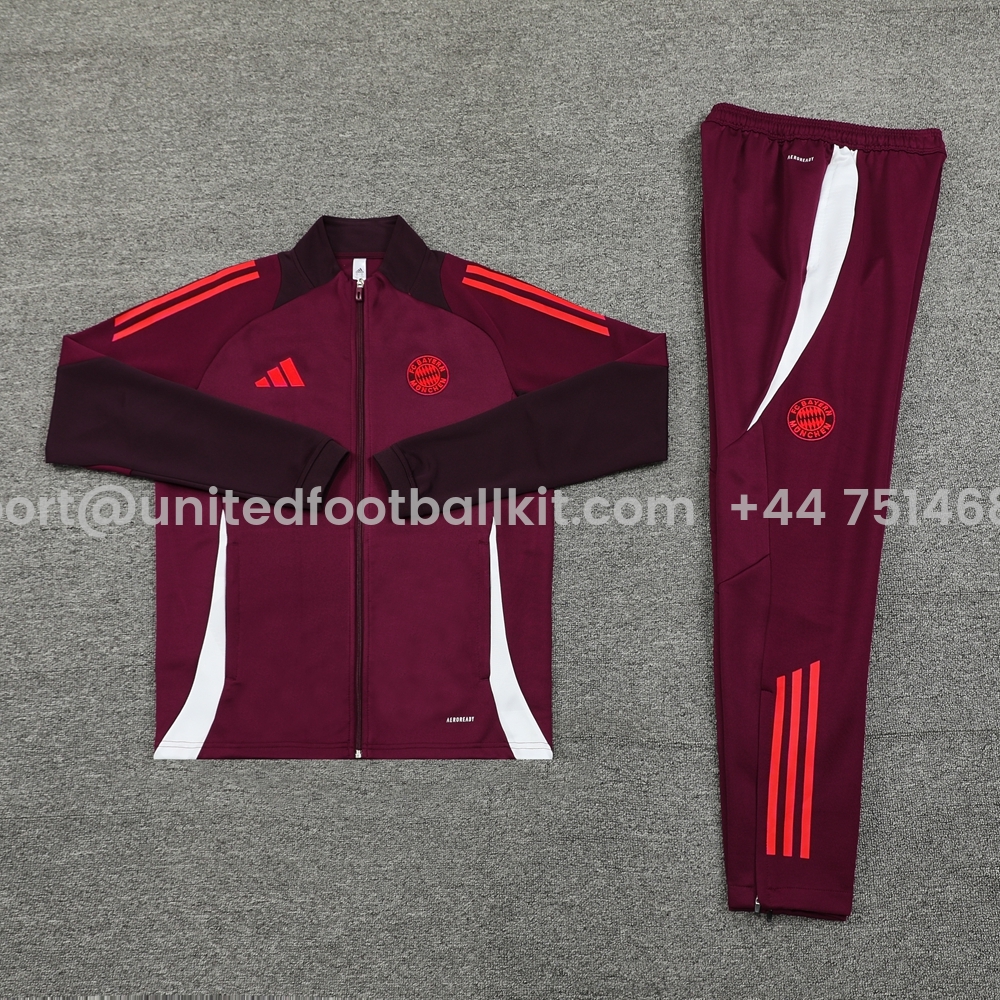Unitedfootballkit.com | Bayern Munich 24-25 Jacket Training Tracksuit - Claret Red -Customize Name, Number and Patch | Worldwide Shipping