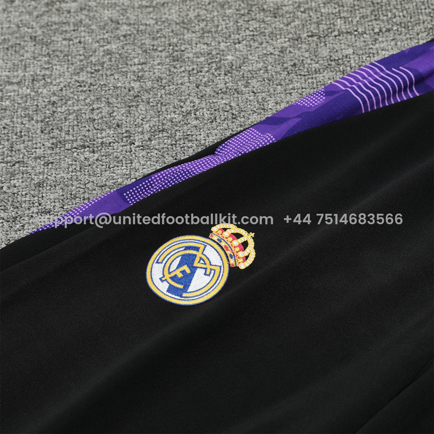 Unitedfootballkit.com | Real Madrid 24-25 Training Hoodie Set - Black Hoodie and Black Pants -Customize Name, Number and Patch | Worldwide Shipping