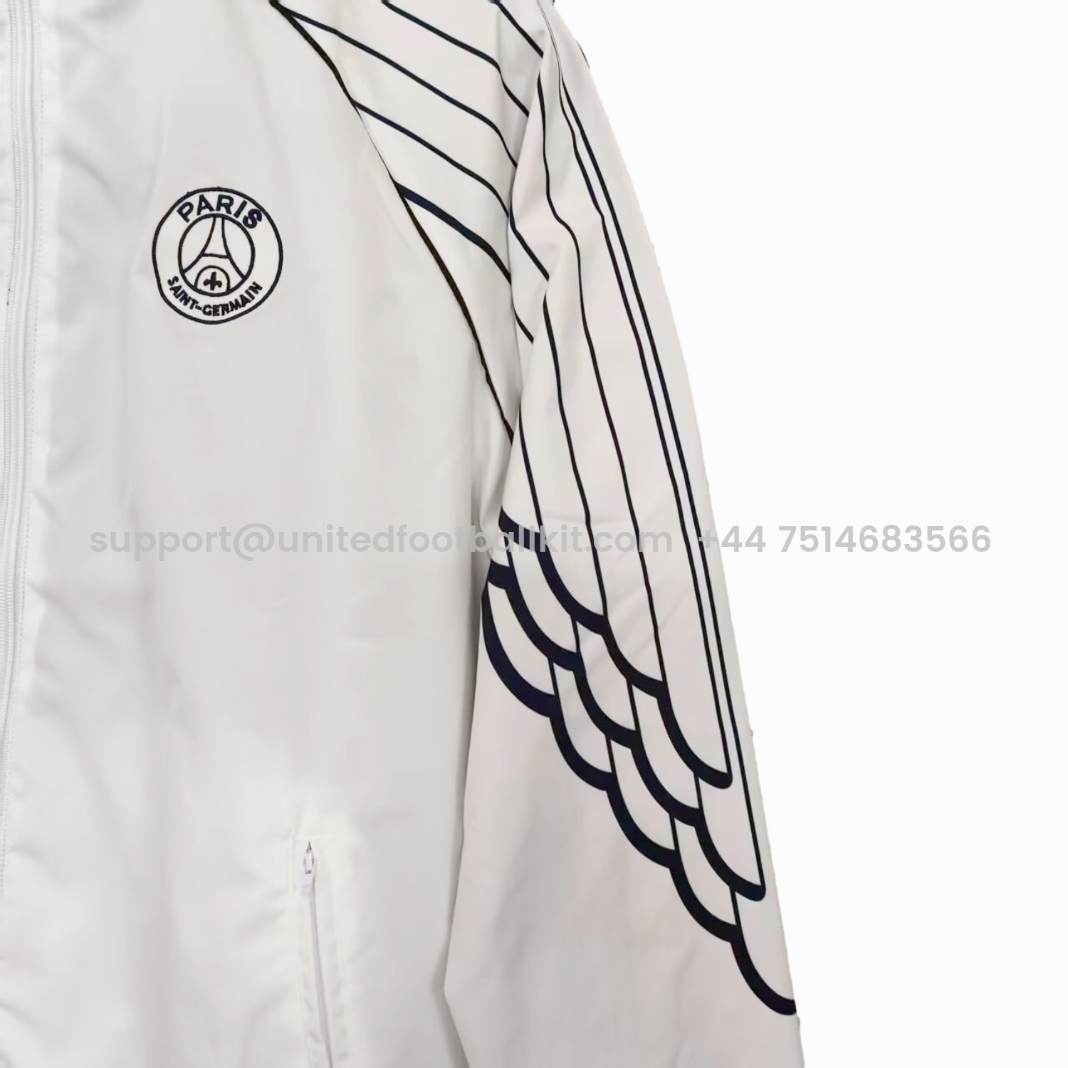 Unitedfootballkit.com | Paris Saint-Germain PSG 24-25 Wings Double Sided Reversible Windbreaker - White & Blue -Customize Name, Number and Patch | Worldwide Shipping