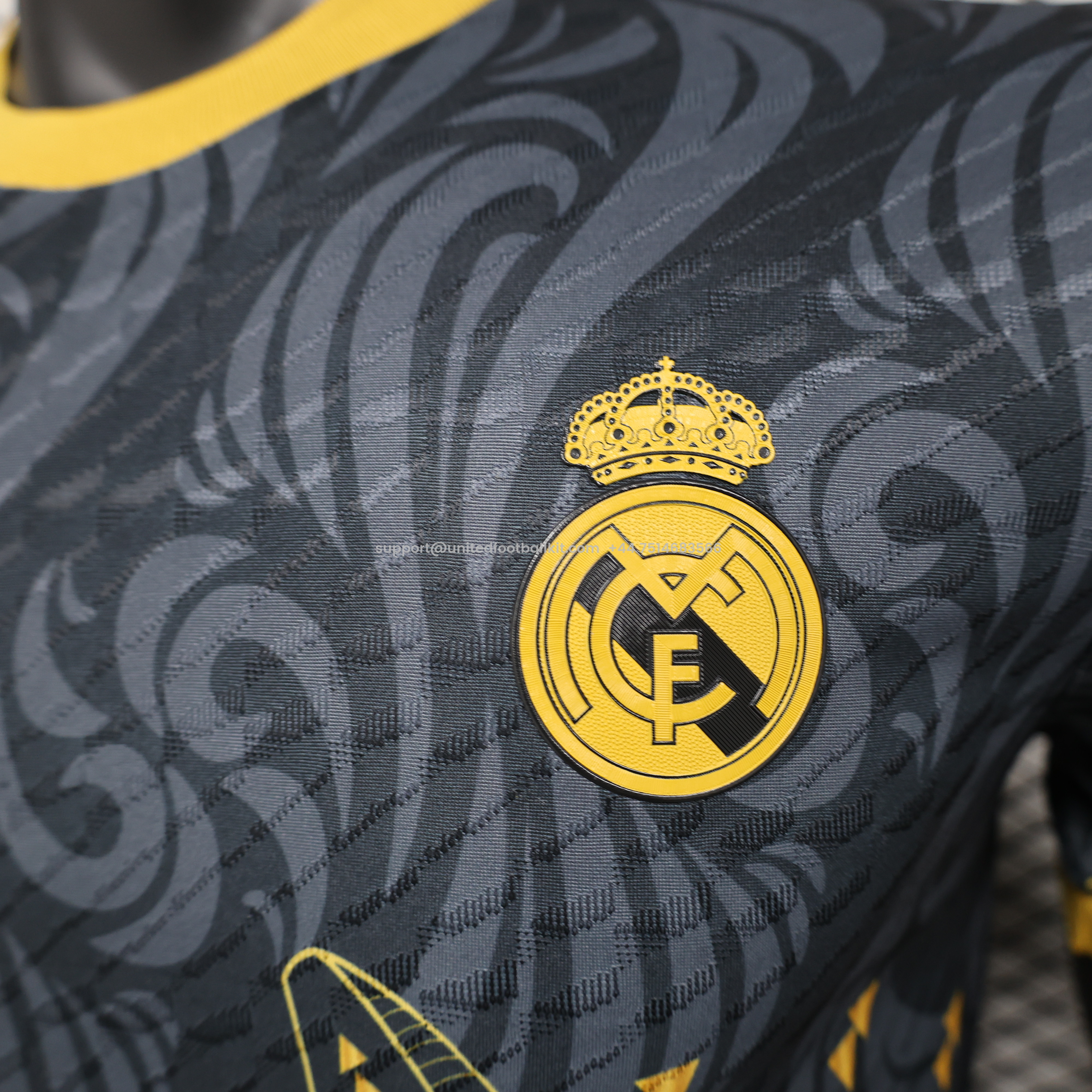 Unitedfootballkit.com | Real Madrid 24-25 Black Yellow Special Edition Jersey - Player Version -Customize Name, Number and Patch | Worldwide Shipping
