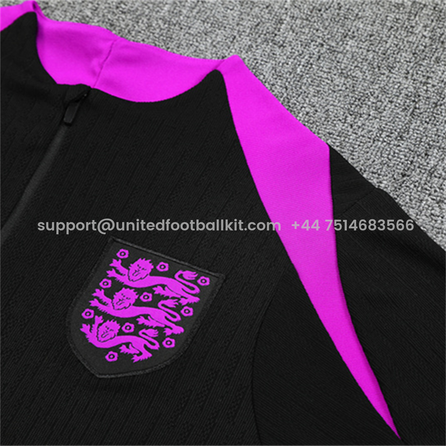 Unitedfootballkit.com | England 25-26 Kids Long Sleeve Training Set - Player Version - Black Top and Pants -Customize Name, Number and Patch | Worldwide Shipping