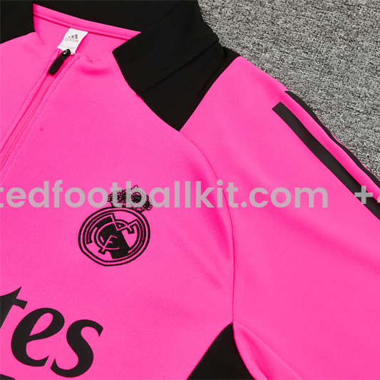 Unitedfootballkit.com | Real Madrid 24-25 Long Sleeve Training Set - Rose Red -Customize Name, Number and Patch | Worldwide Shipping