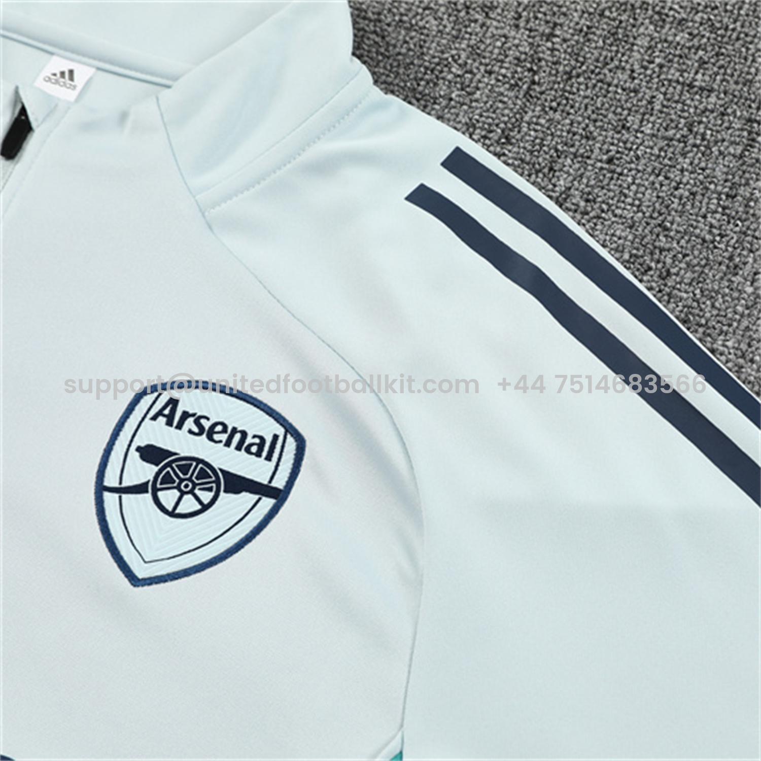 Unitedfootballkit.com | Arsenal 25-26 Long Sleeves Training Set - Light Grey Top & Blue Pants -Customize Name, Number and Patch | Worldwide Shipping