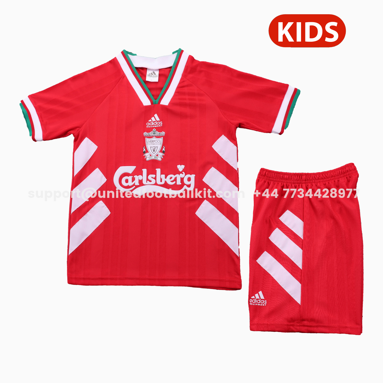 Unitedfootballkit.com | Retro Liver.pool 1993-95 Home Kids Kit -Customize Name, Number and Patch | Worldwide Shipping
