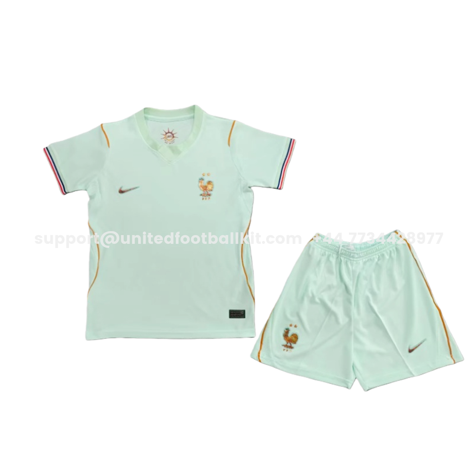 Unitedfootballkit.com | France 25-26 Away Mint Green Kids Kit -Customize Name, Number and Patch | Worldwide Shipping
