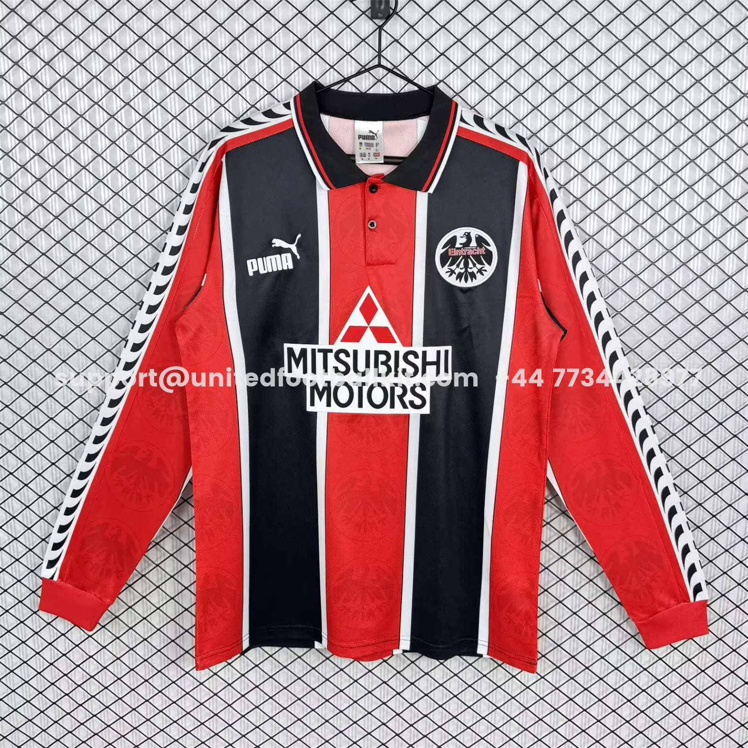 Unitedfootballkit.com | Retro Frankfurt 1996-98 Home Long Sleeves Jersey -Customize Name, Number and Patch | Worldwide Shipping