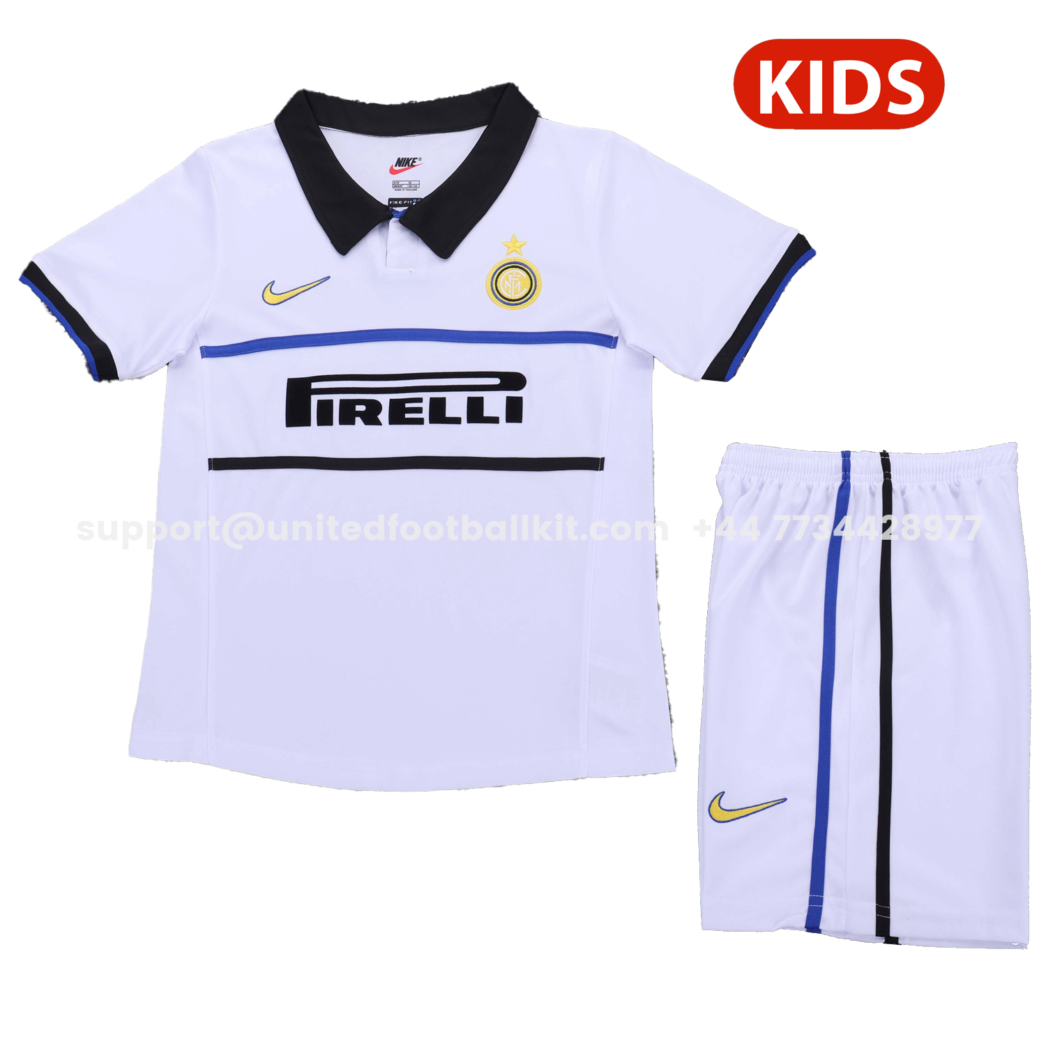Unitedfootballkit.com | Retro Inter Milan 1998-99 Away Kids Kit -Customize Name, Number and Patch | Worldwide Shipping