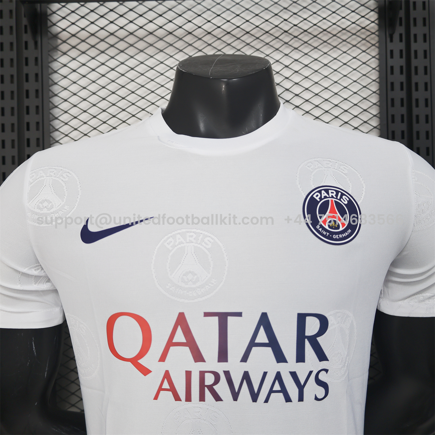 Unitedfootballkit.com | Paris Saint-Germain PSG 25-26 White Jersey with Team Logo Decoration and Gradient Advertising - Player Version -Customize Name, Number and Patch | Worldwide Shipping