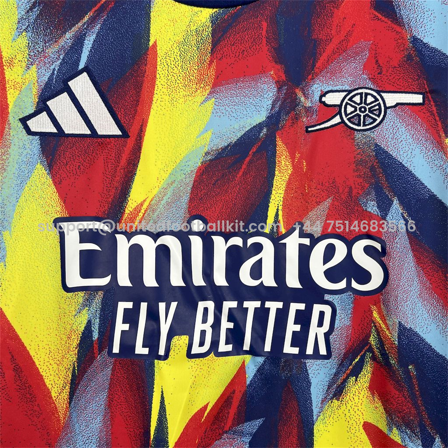 Unitedfootballkit.com | Arsenal 25-26 Colorful Flame Graffiti Pre-match Training Jersey - Fans Version -Customize Name, Number and Patch | Worldwide Shipping