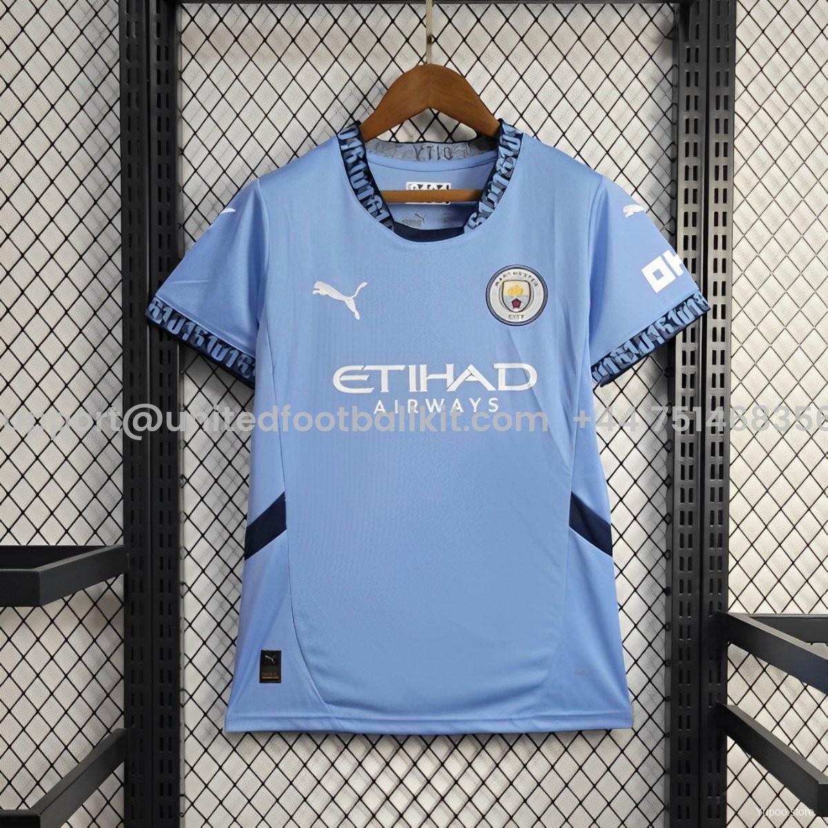Unitedfootballkit.com | Women's Manchester City 24-25 Home Jersey -Customize Name, Number and Patch | Worldwide Shipping