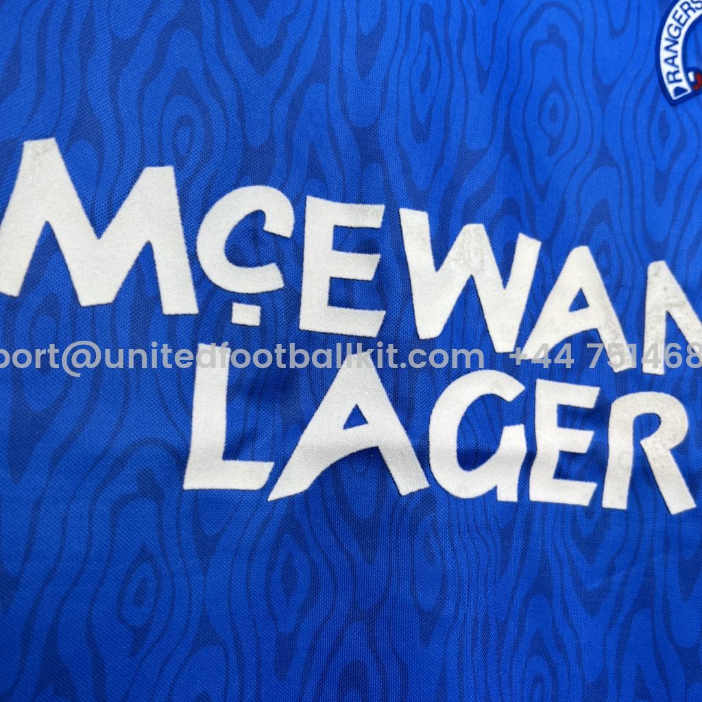 Unitedfootballkit.com | Retro Glasgow Rangers 1990-92 Home Stadium Jersey -Customize Name, Number and Patch | Worldwide Shipping