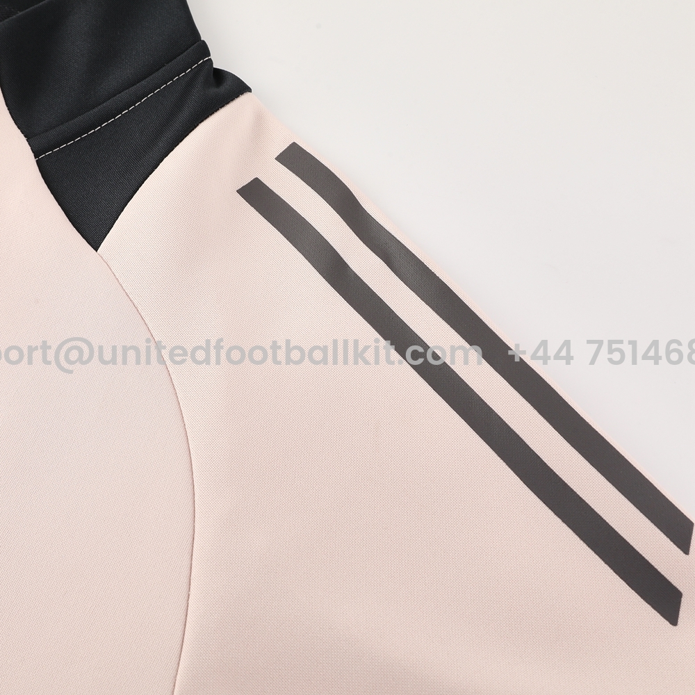 Unitedfootballkit.com | Real Madrid 24-25 Jacket Training Tracksuit - Light Pink Top and Deep Grey Pants -Customize Name, Number and Patch | Worldwide Shipping