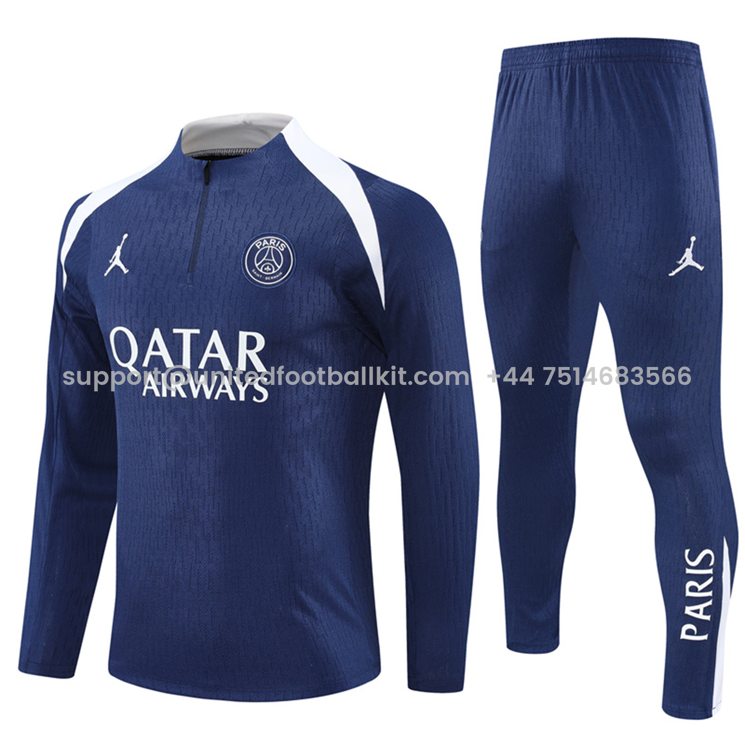 Unitedfootballkit.com | Paris Saint-Germain PSG 25-26 Long Sleeves Training Set - Royal Blue Top & Royal Blue Pants -Customize Name, Number and Patch | Worldwide Shipping