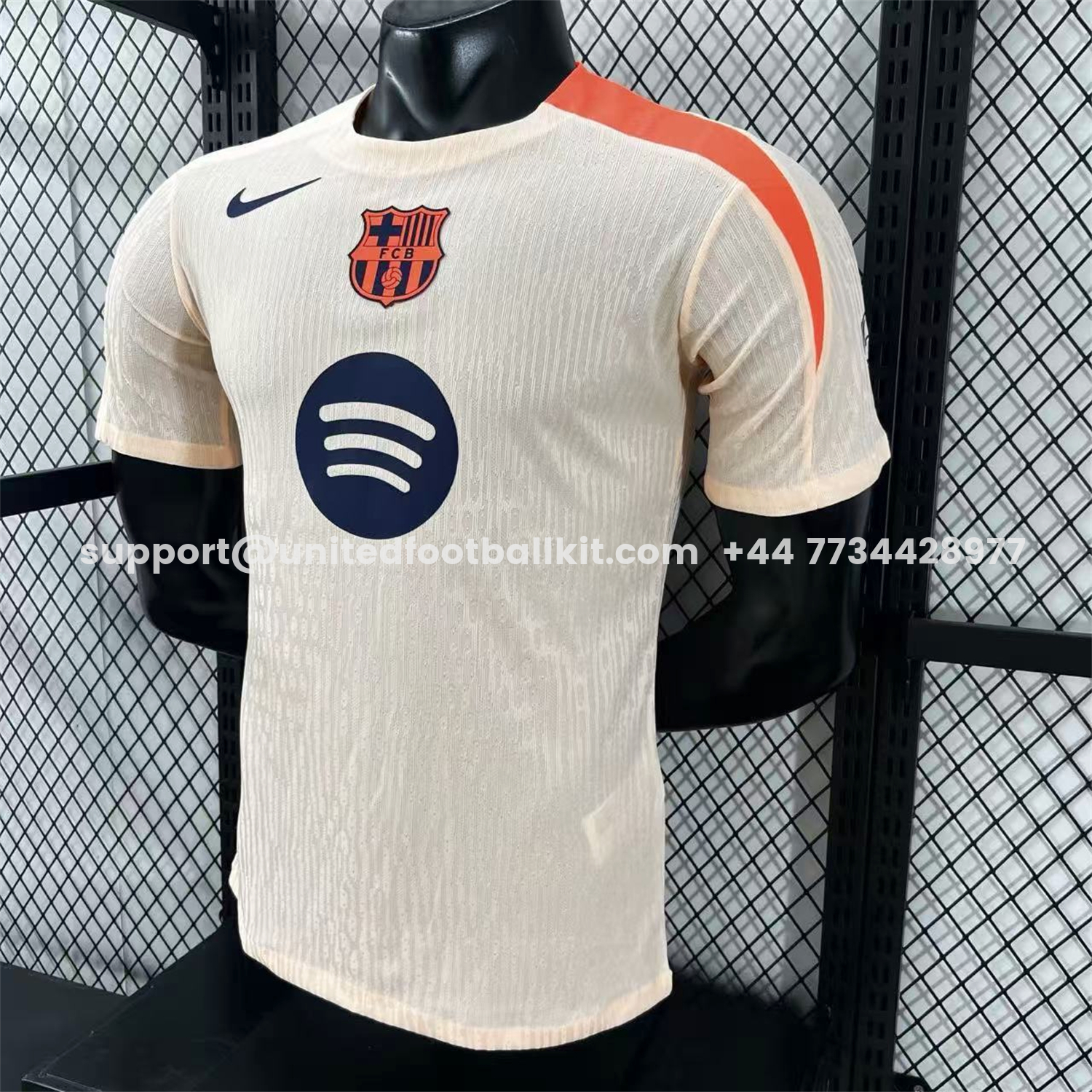 Unitedfootballkit.com | Barcelona 25-26 Beige Pre-Match Jersey - Player Version -Customize Name, Number and Patch | Worldwide Shipping