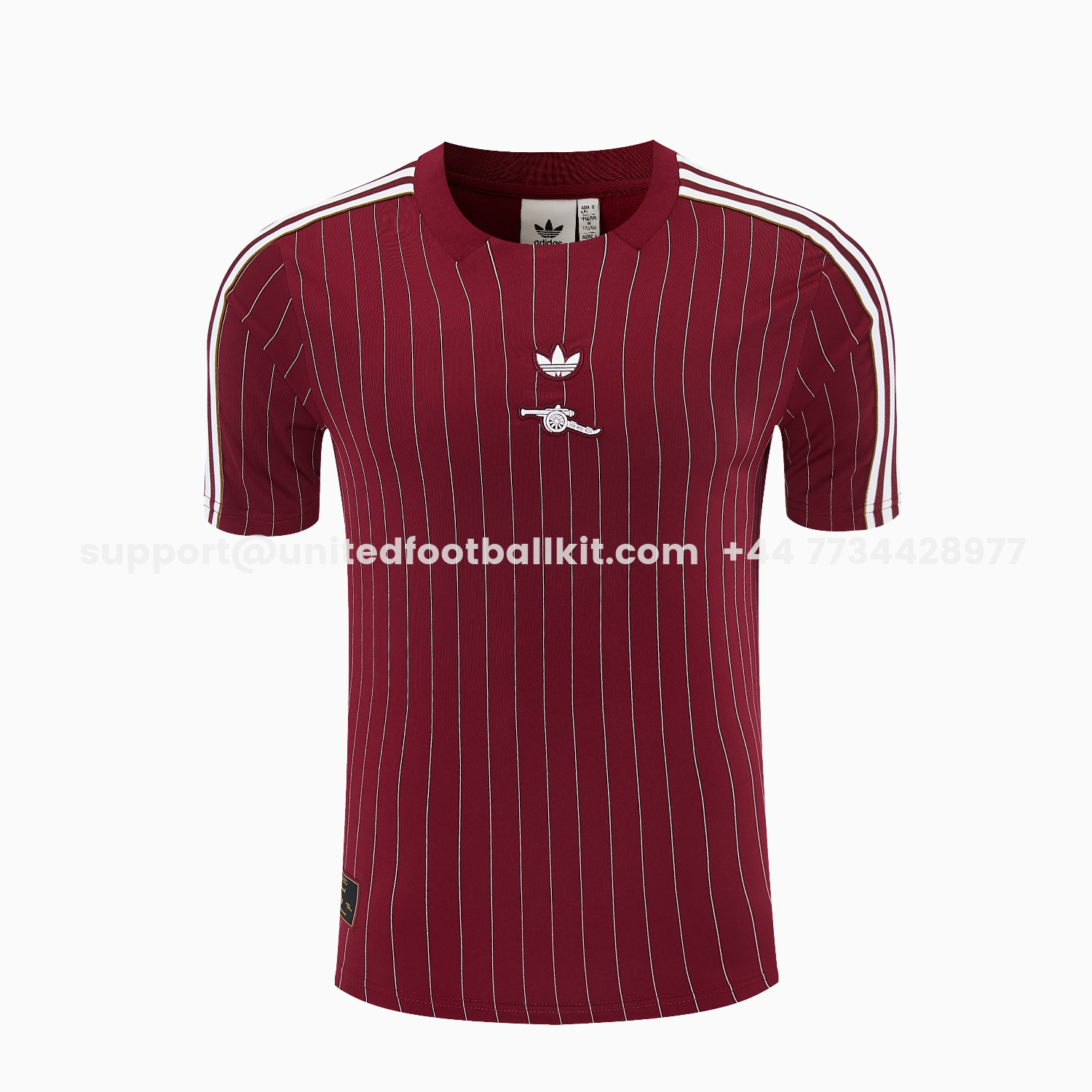 Unitedfootballkit.com | Arsenal 25-26 Retro Style Short-Sleeve Training Set - Dark Red With White Stripes Top & Pants -Customize Name, Number and Patch | Worldwide Shipping