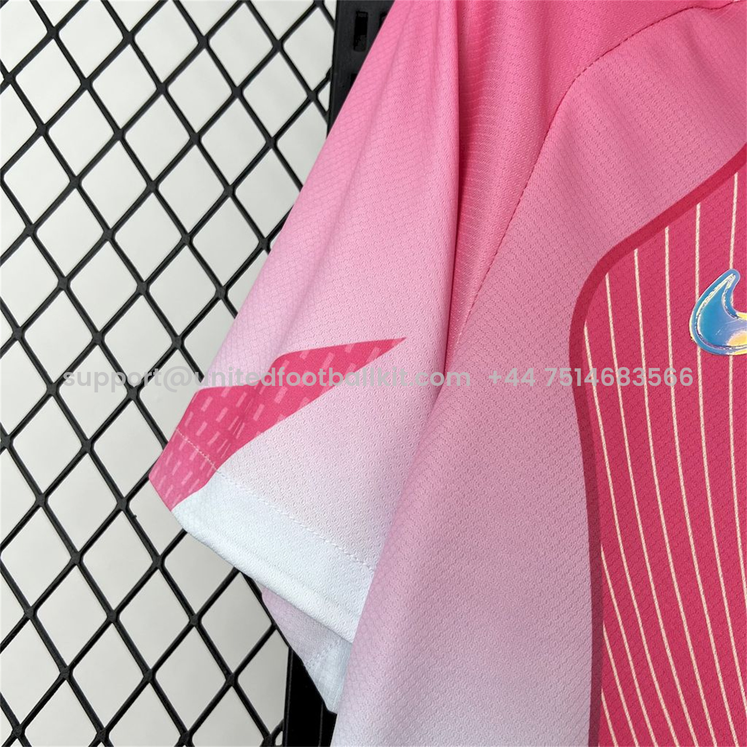 Unitedfootballkit.com | Barcelona 25-26 T90 White Lines Pink Gradient Special Jersey - Fans Version -Customize Name, Number and Patch | Worldwide Shipping
