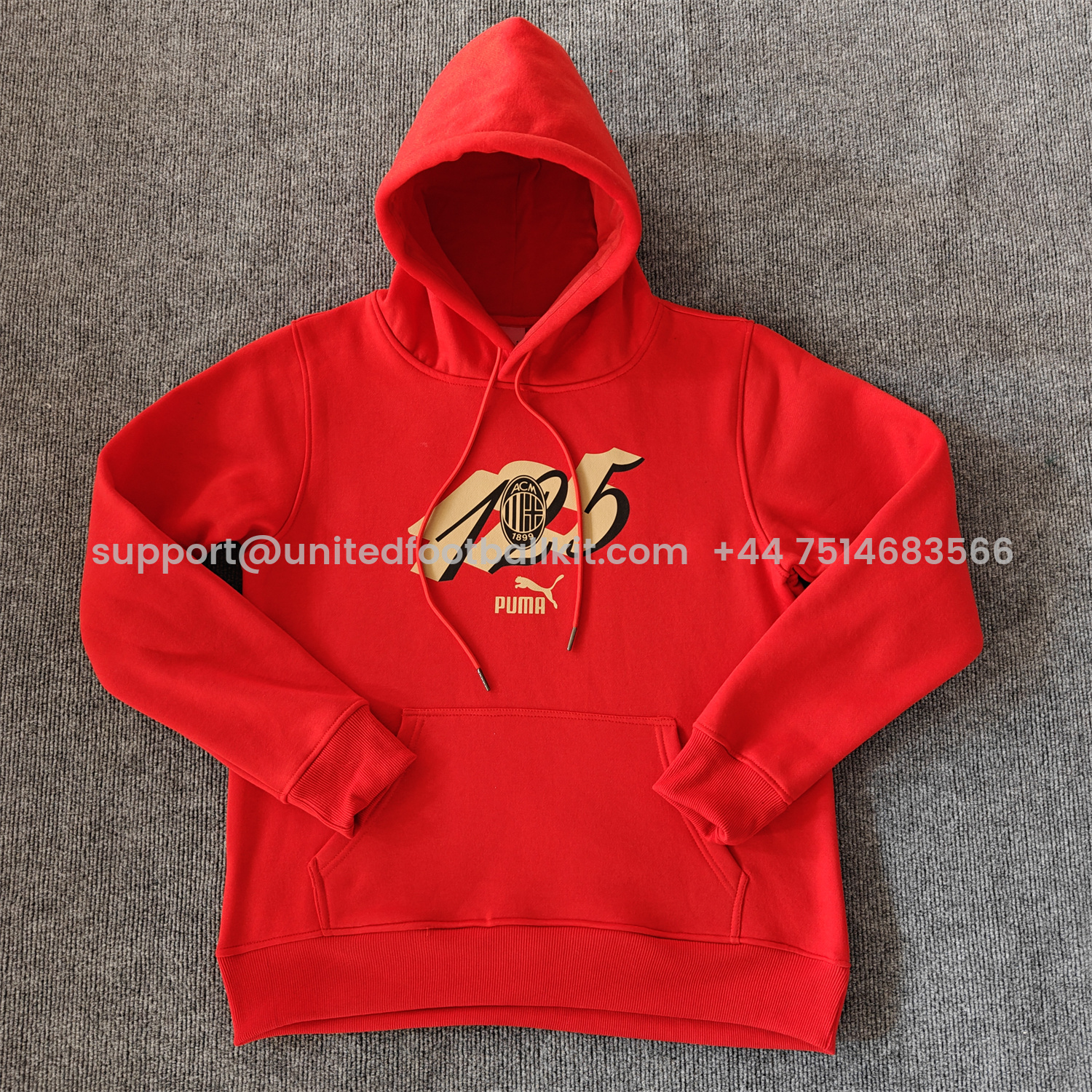 Unitedfootballkit.com | AC Milan 24-25 125th Anniversary Speical Hoodie - Red -Customize Name, Number and Patch | Worldwide Shipping