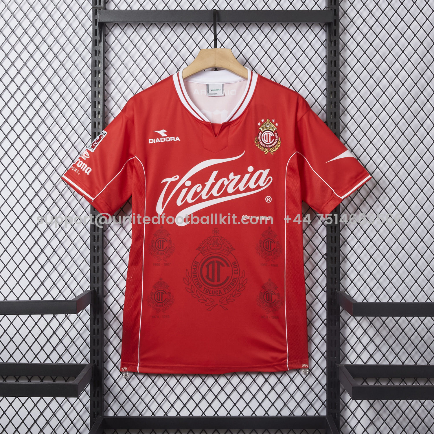 Unitedfootballkit.com | Retro Toluca 1998-99 Home Red Jersey -Customize Name, Number and Patch | Worldwide Shipping