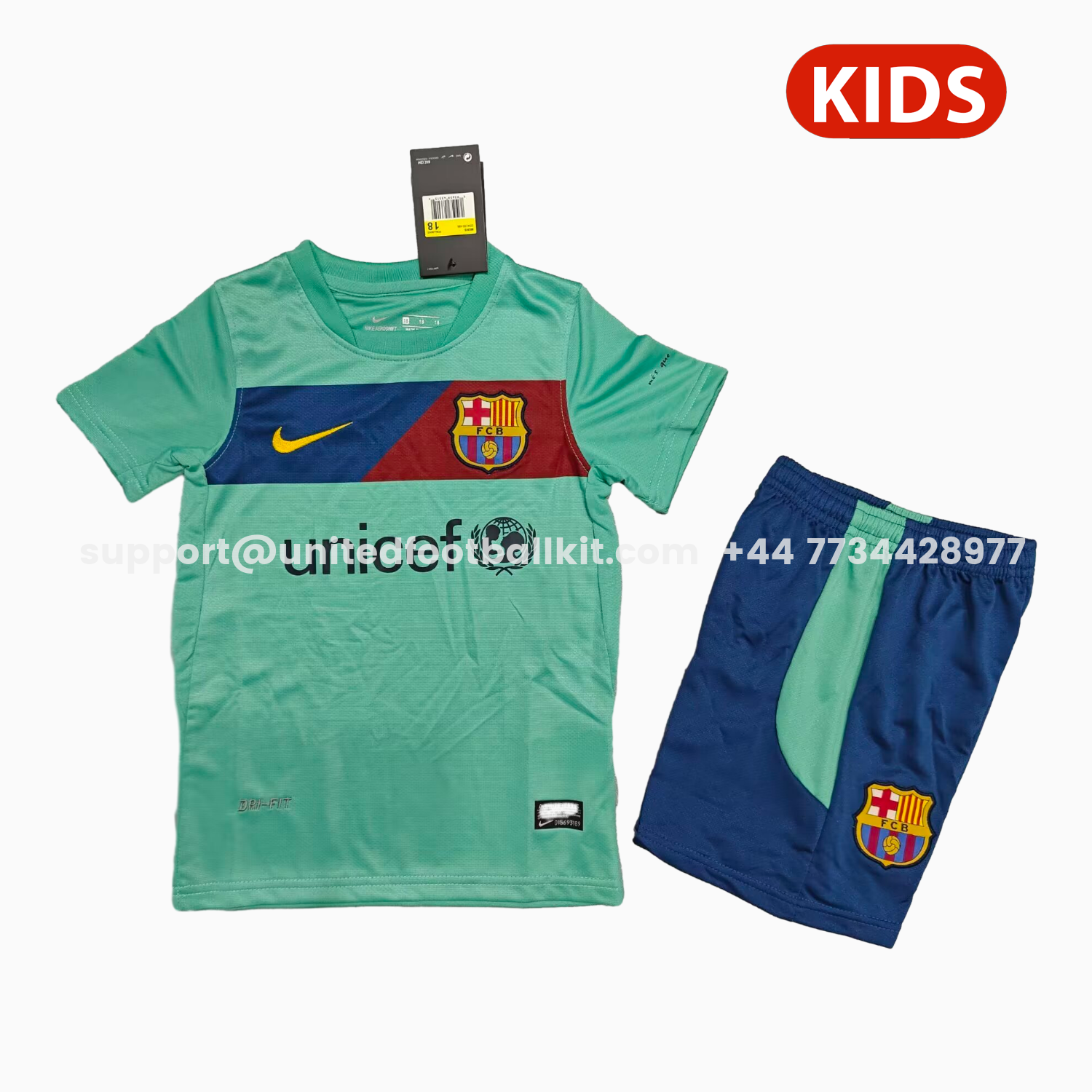 Unitedfootballkit.com | Retro Barcelona 2010-11 Away Kids Kit -Customize Name, Number and Patch | Worldwide Shipping