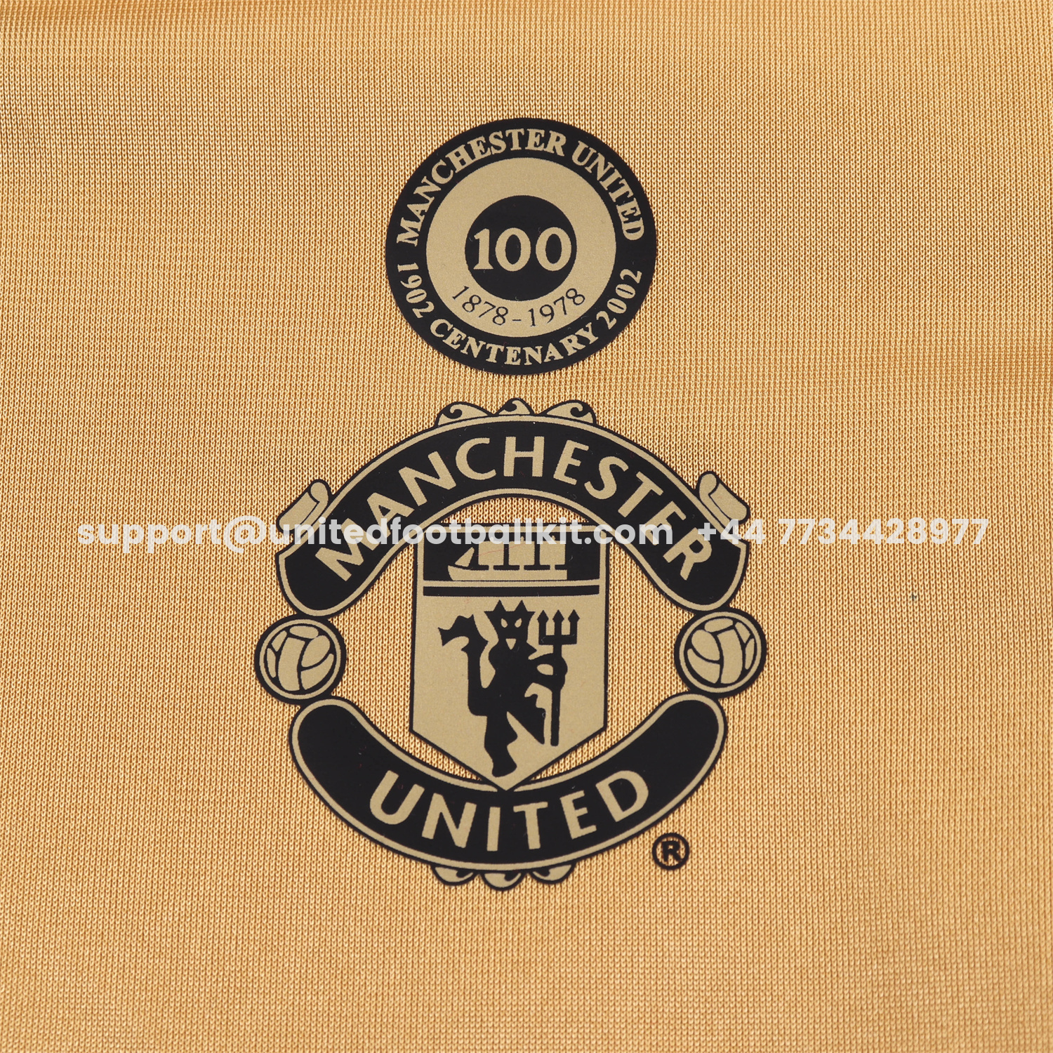 Unitedfootballkit.com | Retro Manchester United 2001-02 100th Centery Kids Kit - Yellow -Customize Name, Number and Patch | Worldwide Shipping