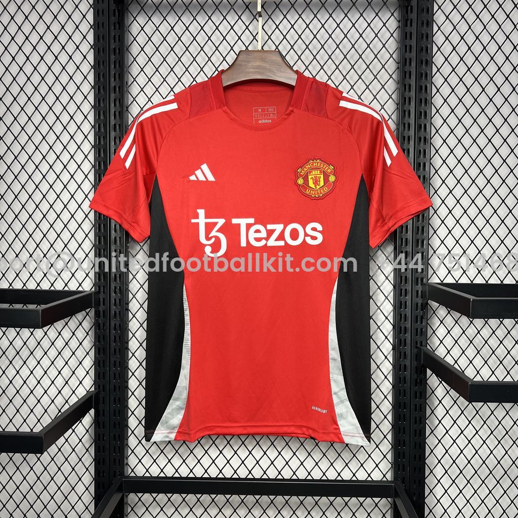 Unitedfootballkit.com | Manchester United 24-25 Red Pre-match Training Jersey - Fans Version -Customize Name, Number and Patch | Worldwide Shipping