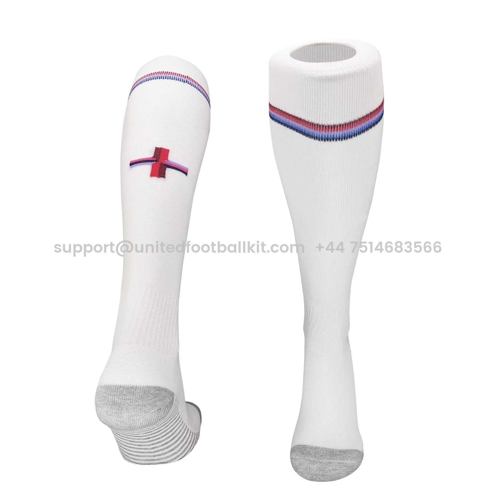 Unitedfootballkit.com | England 2024 Home Socks - White -Customize Name, Number and Patch | Worldwide Shipping