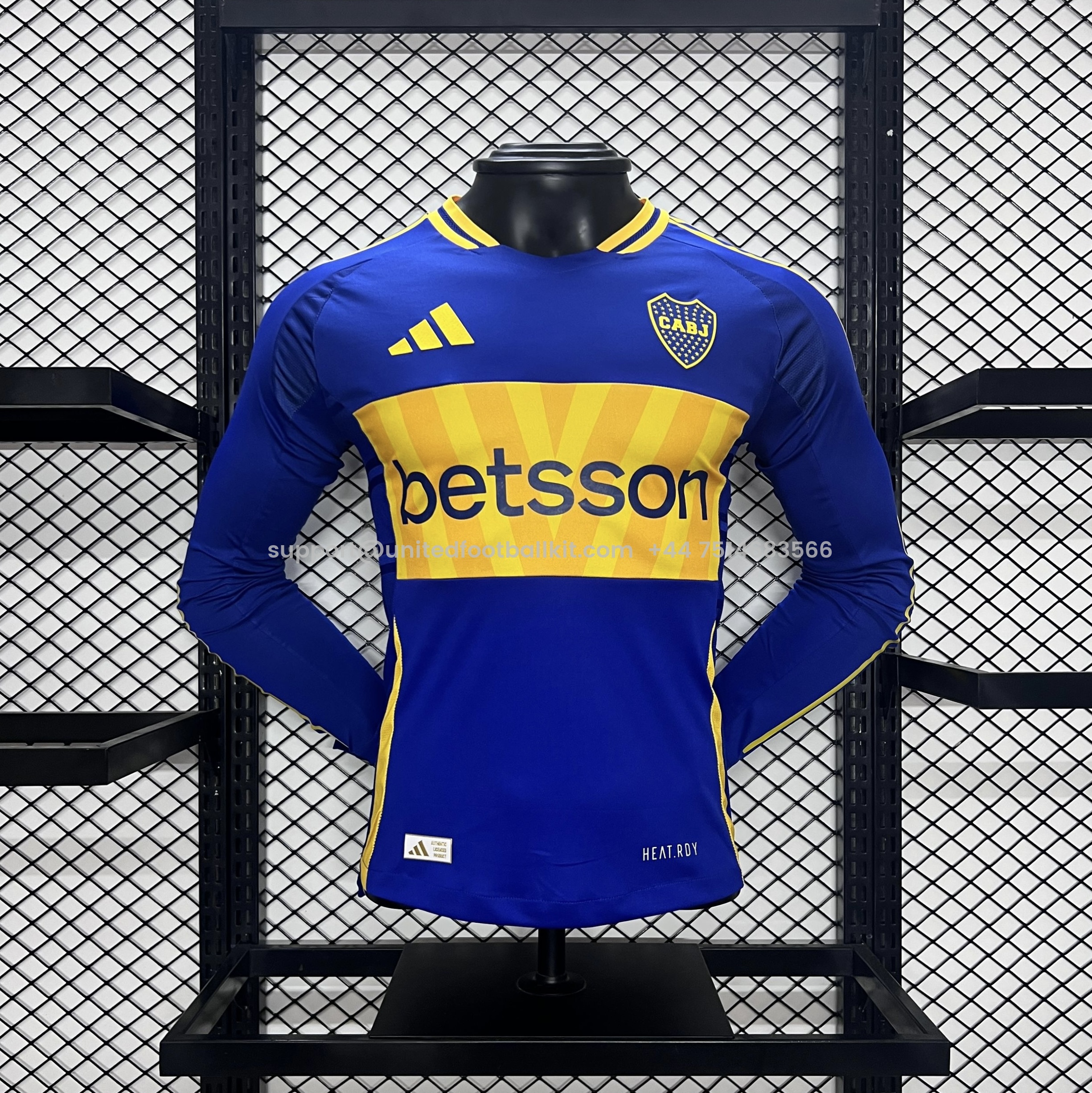 Unitedfootballkit.com | Boca Juniors 24-25 Home Long Sleeve Jersey - Player Version -Customize Name, Number and Patch | Worldwide Shipping